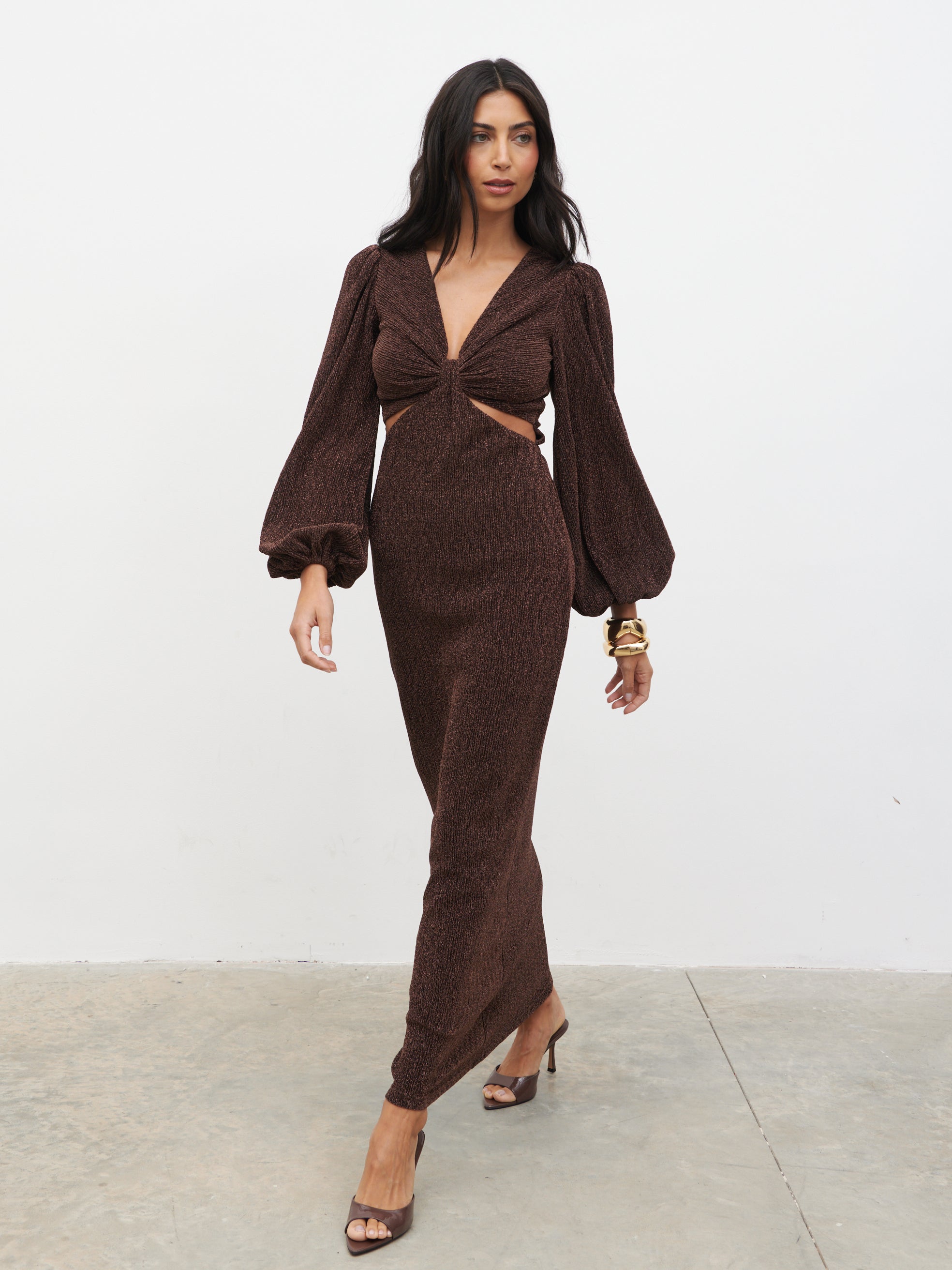 Zaya Lurex Metallic Maxi Dress