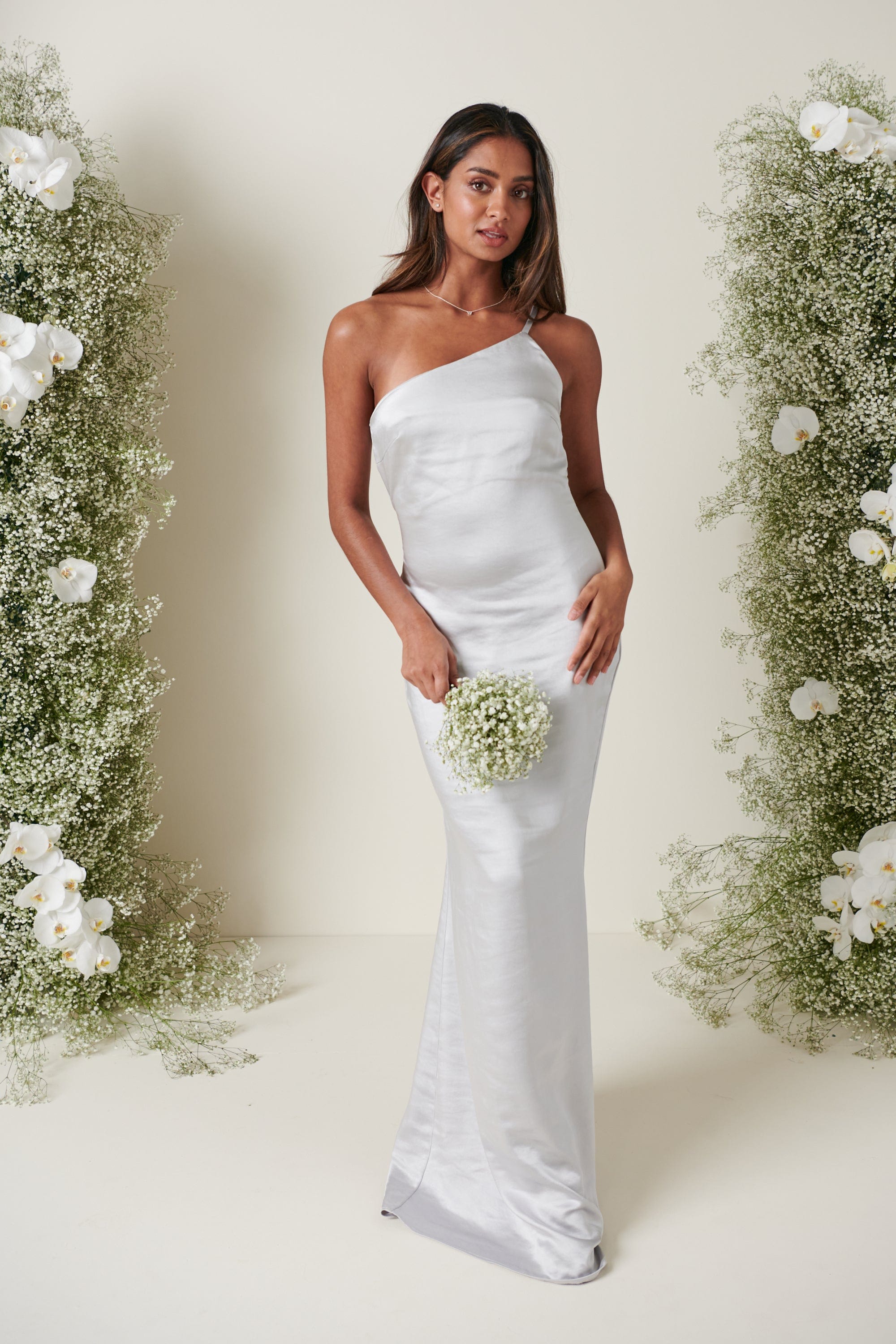 Amelia Maxi Bridesmaid Dress - Matte Silver