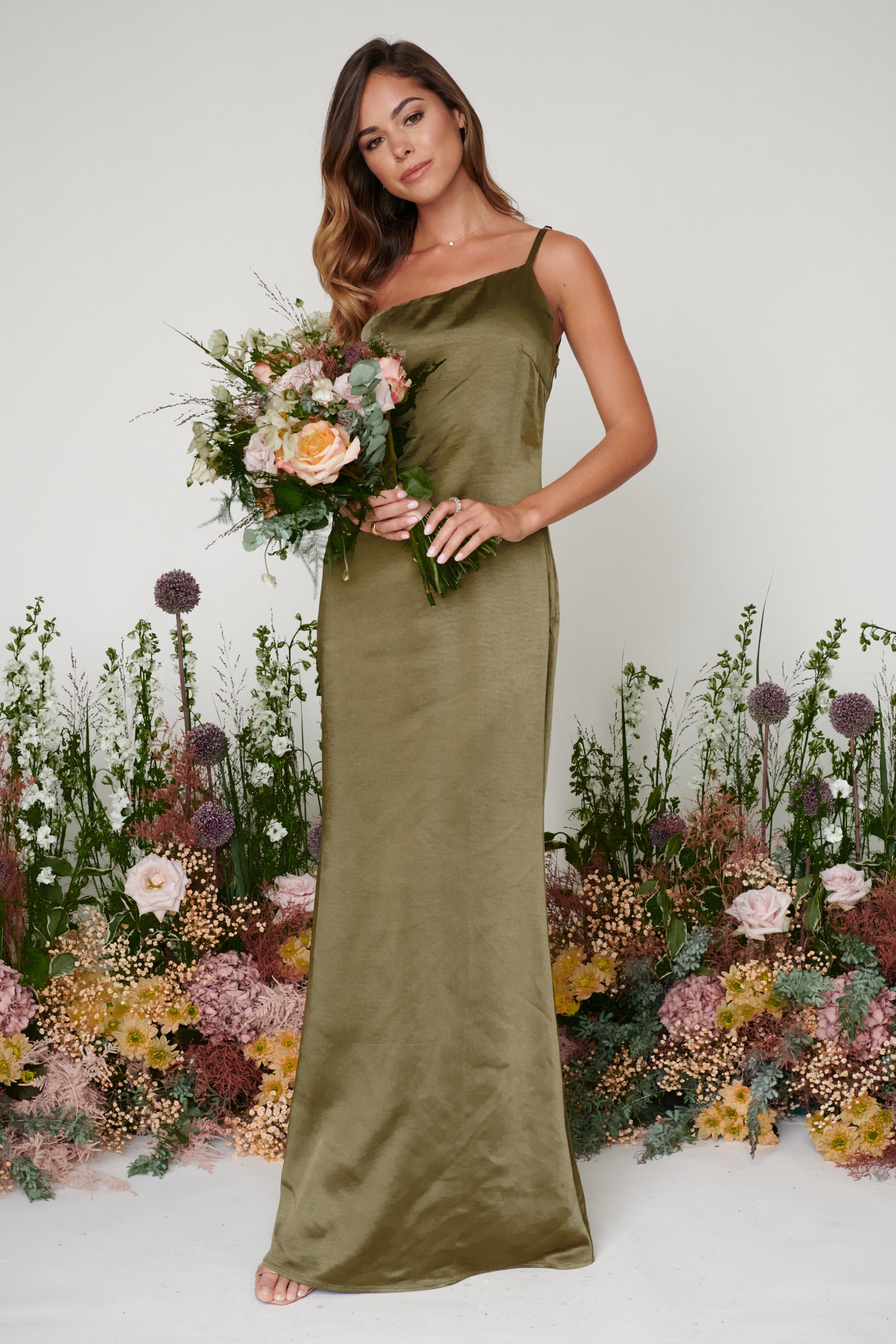 Amelia Maxi Bridesmaid Dress - Matte Military Olive