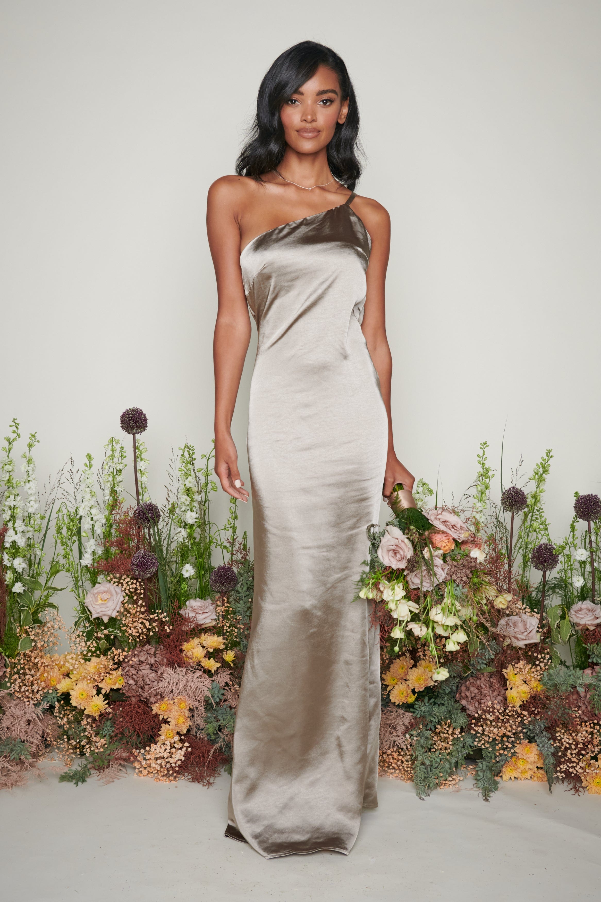 Amelia Maxi Bridesmaid Dress - Matte Olive Grey