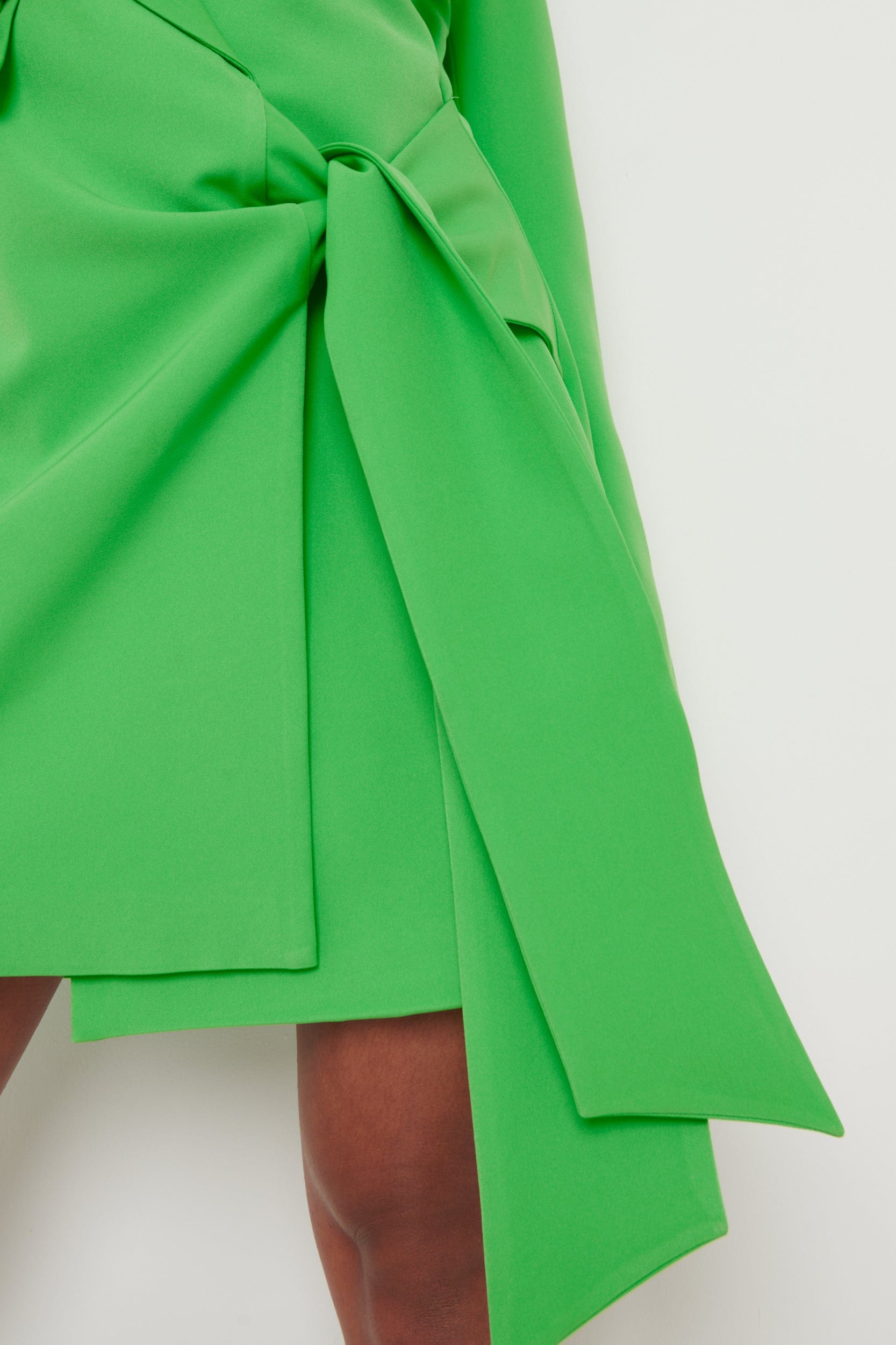 Arielle Wrap Tie Blazer Mini Dress - Bright Green
