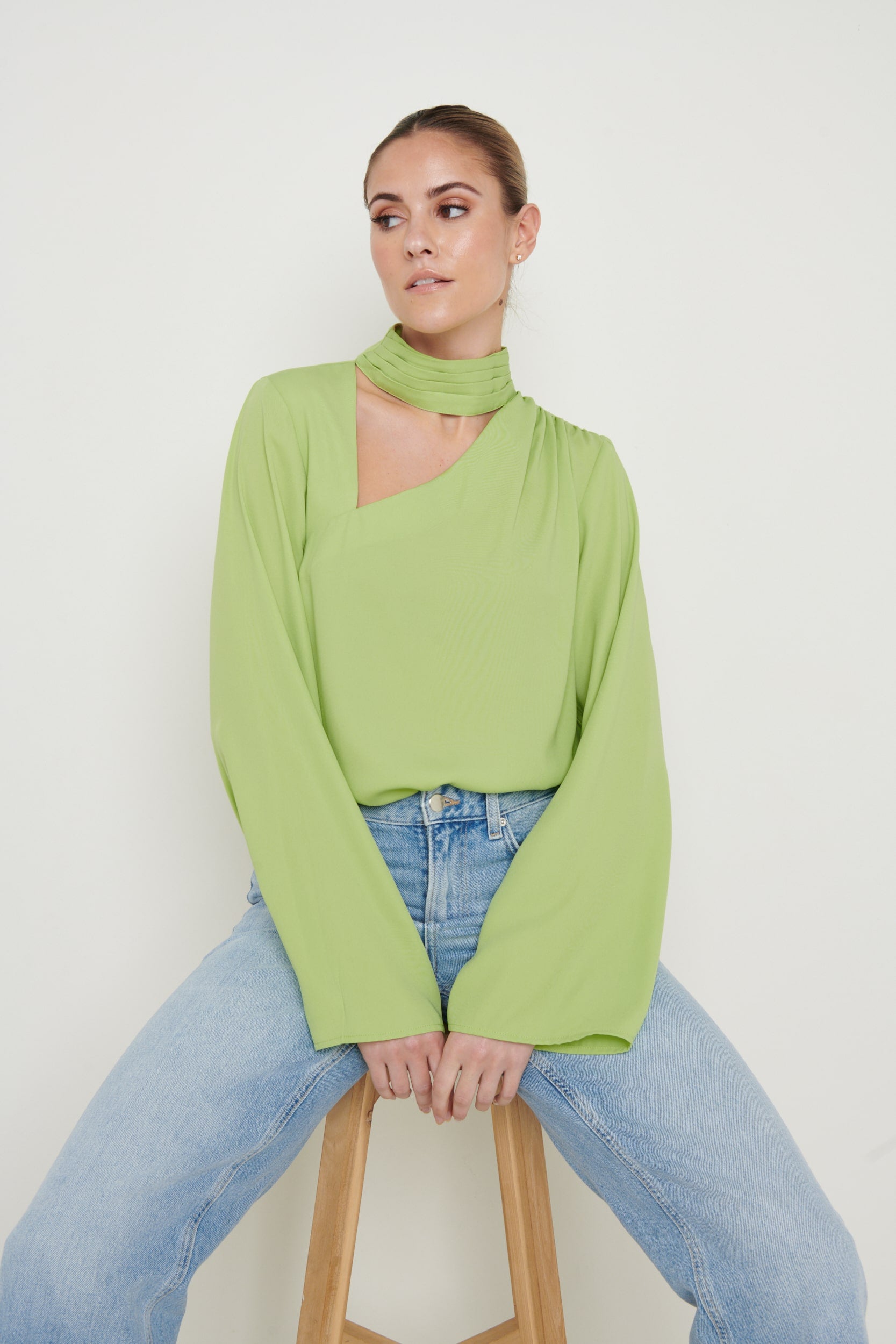 Athene Cut Out Blouse - Apple Green