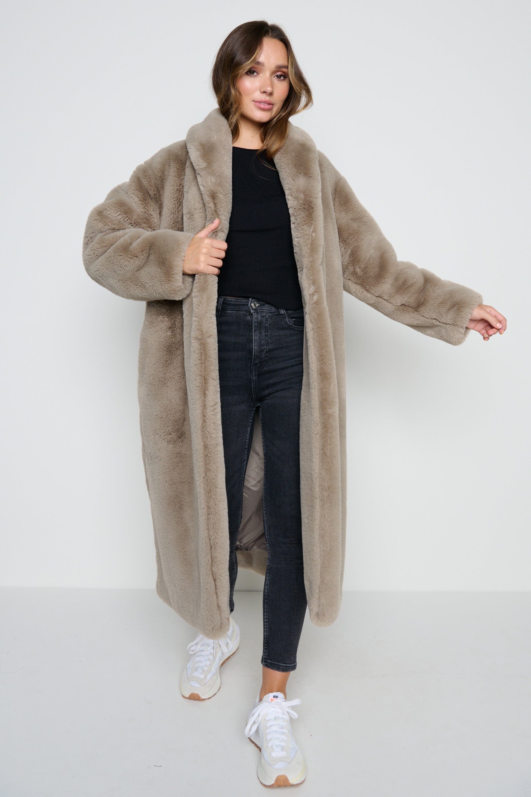 Girls Grey Faux Fur Jacket | New Look