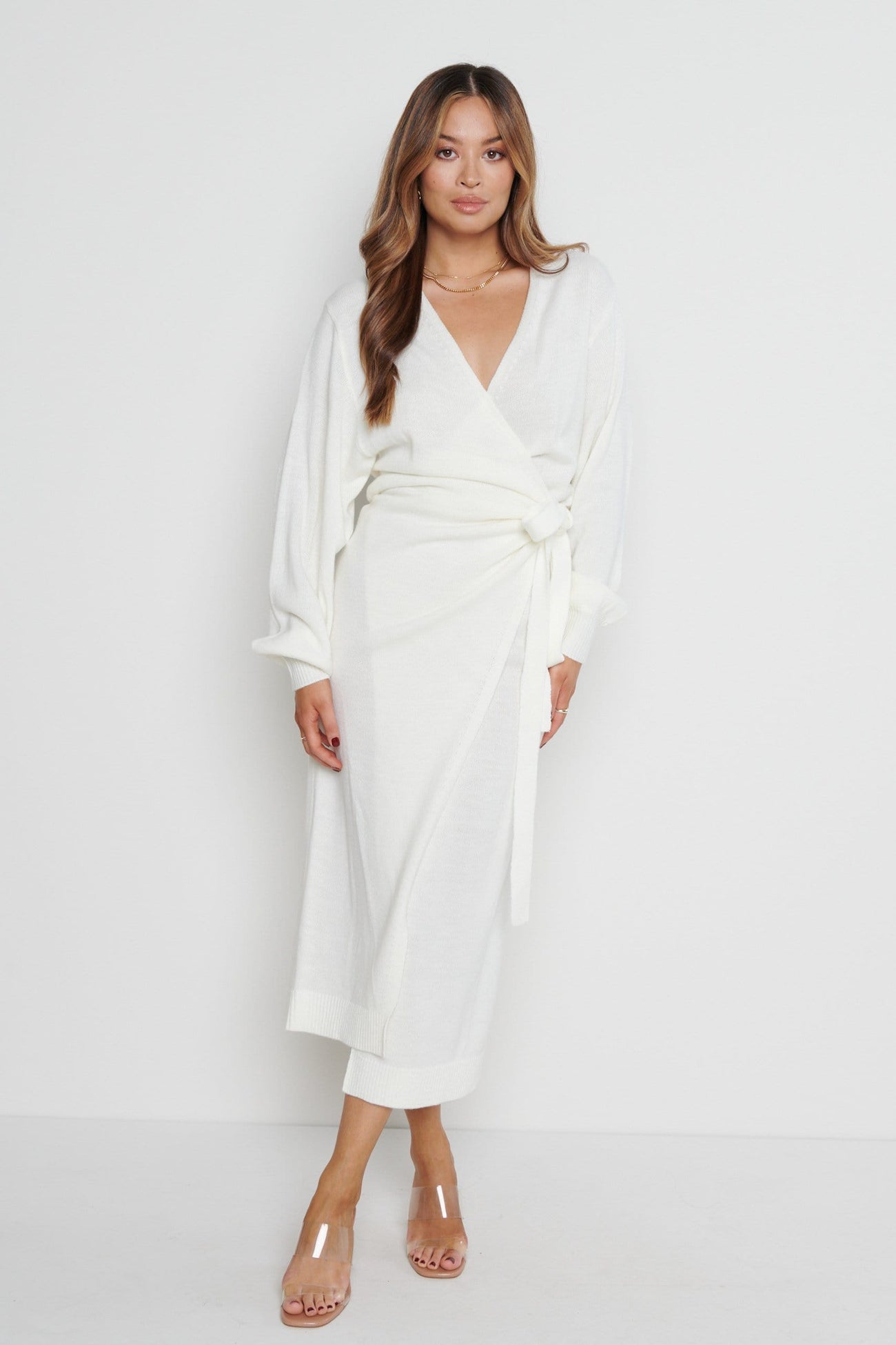 Beau Wrap Midi Dress - Cream – Pretty Lavish
