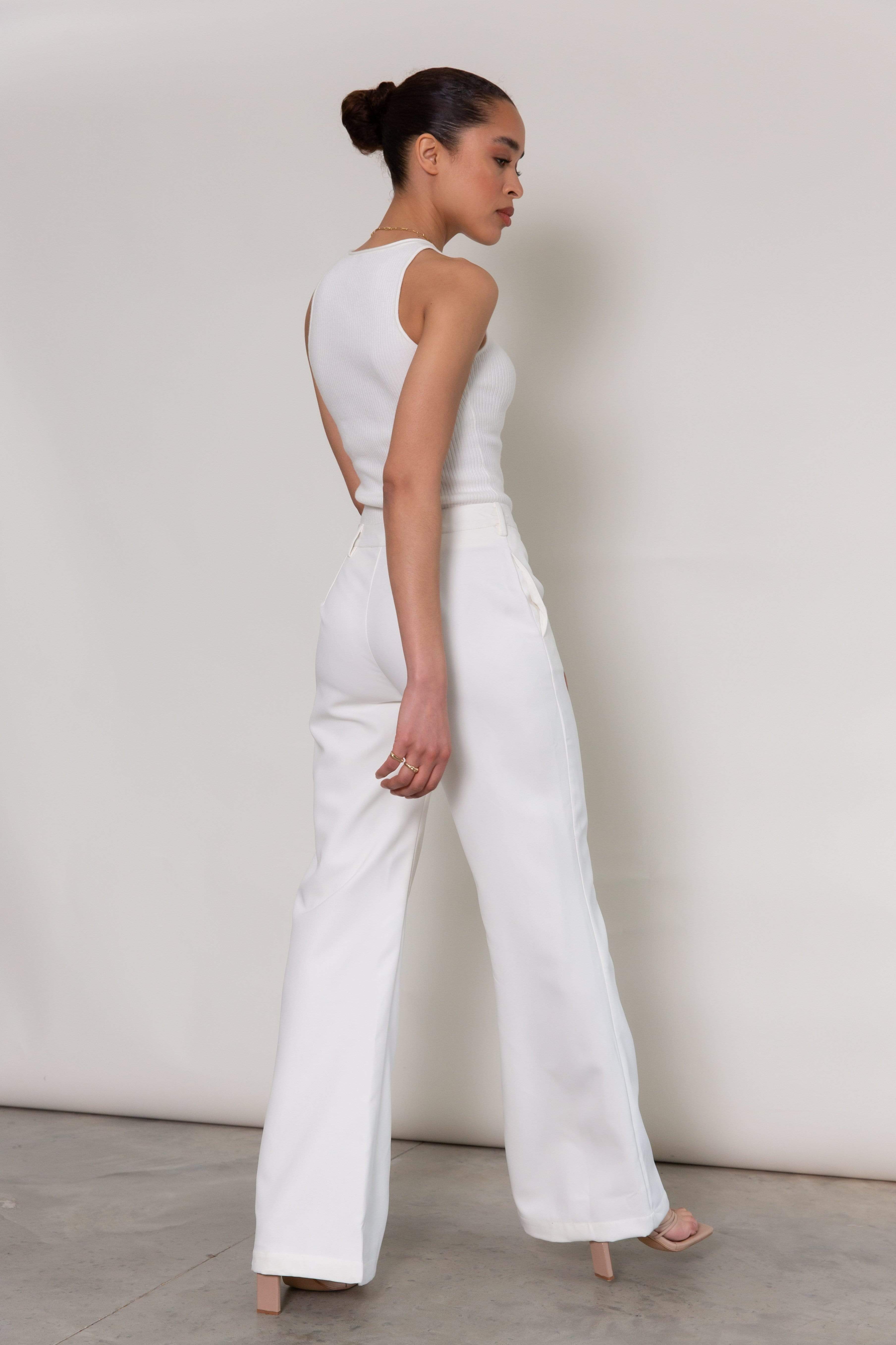 Marlowe Tailored Trousers - White (6544099311709)