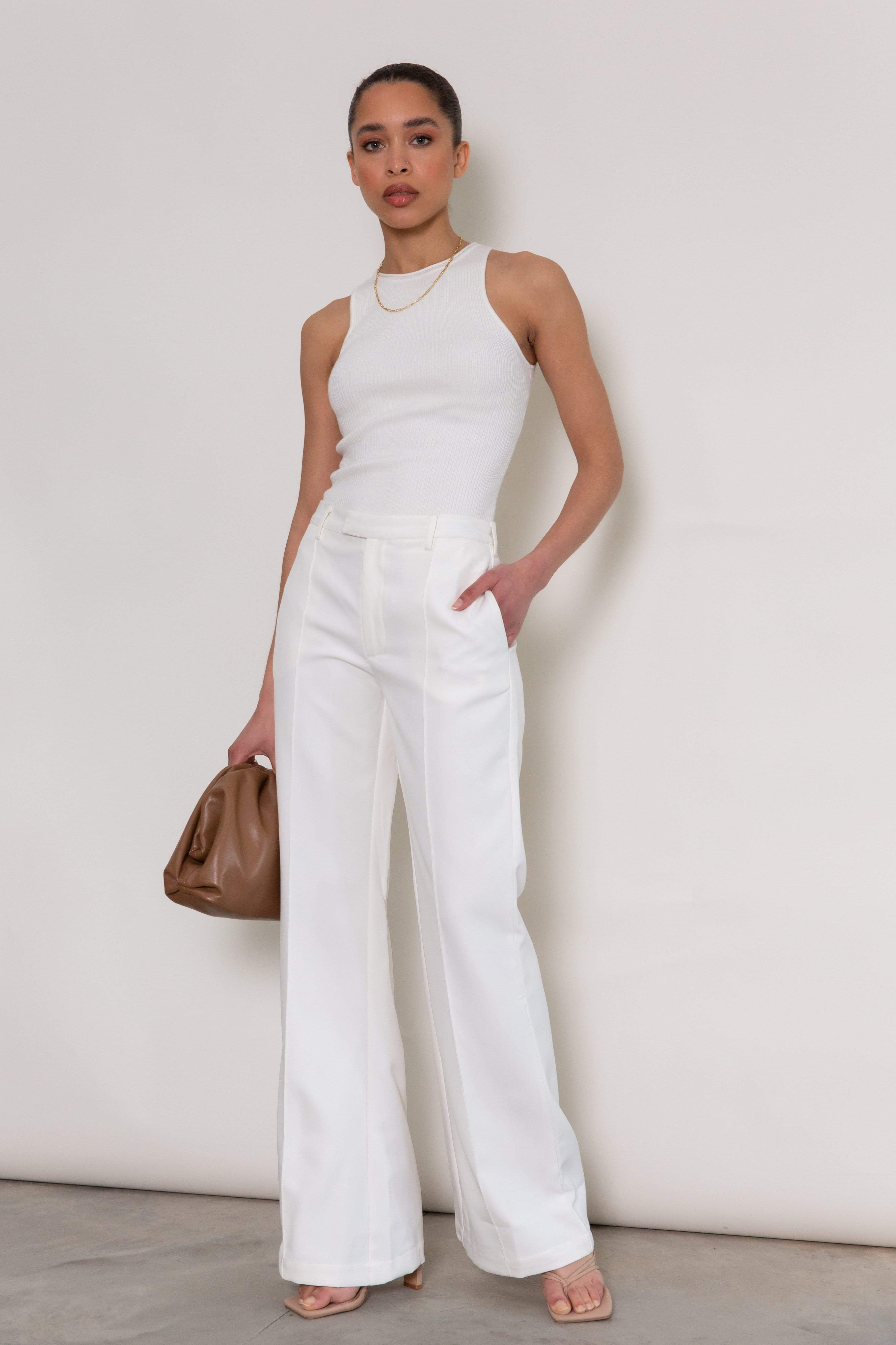 Marlowe Tailored Trousers - White (6544099311709)