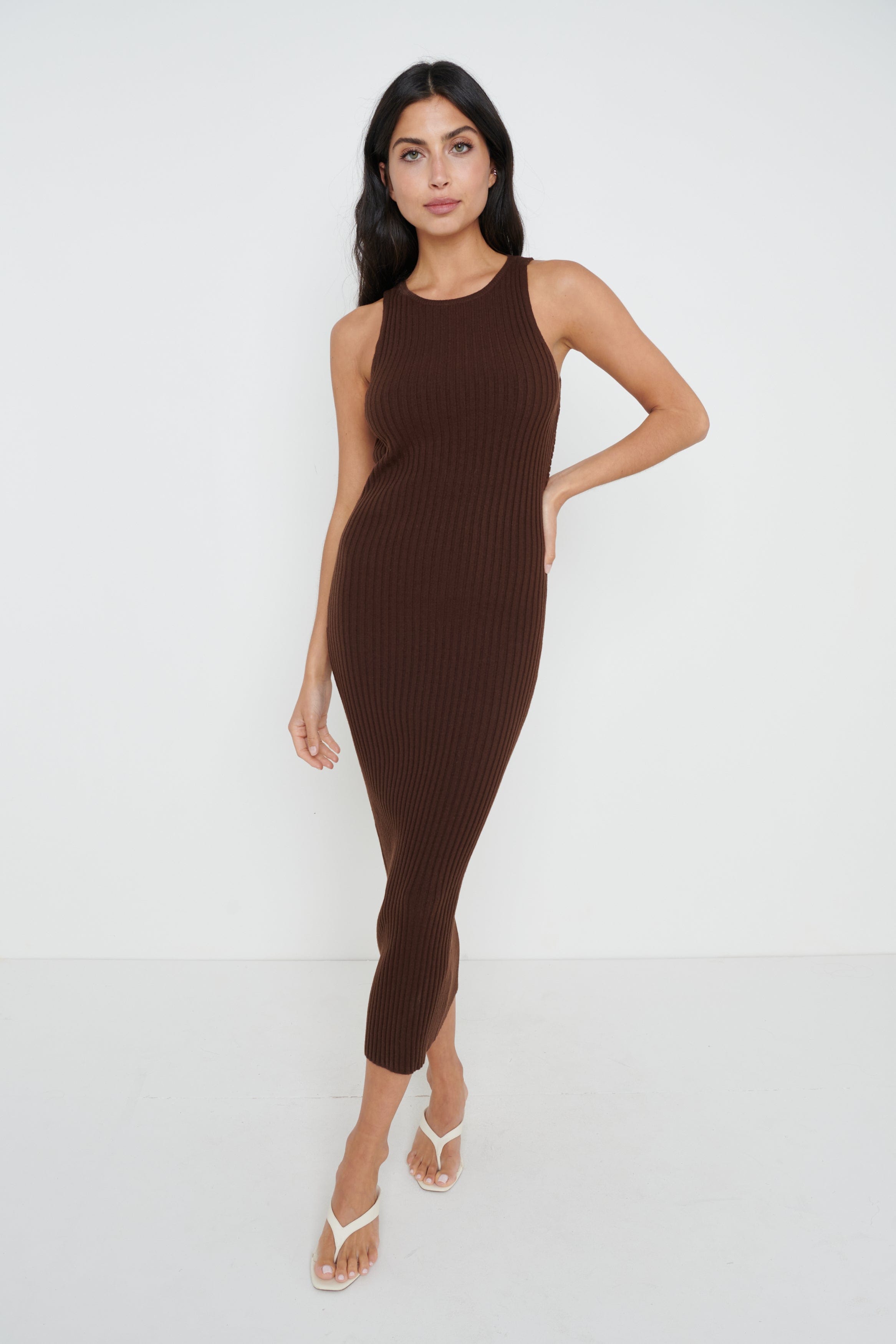 Billie Twisted Cut Out Dress - Brown