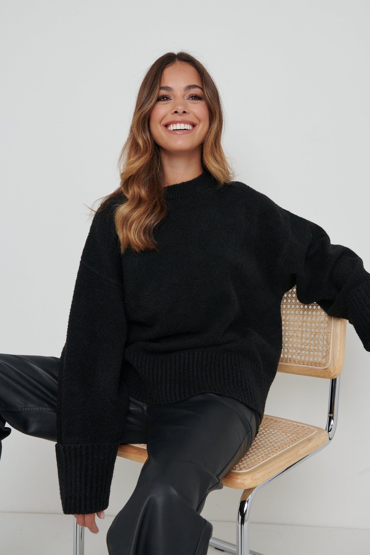 Camille Oversized Borg Jumper - Slate Grey main image 0