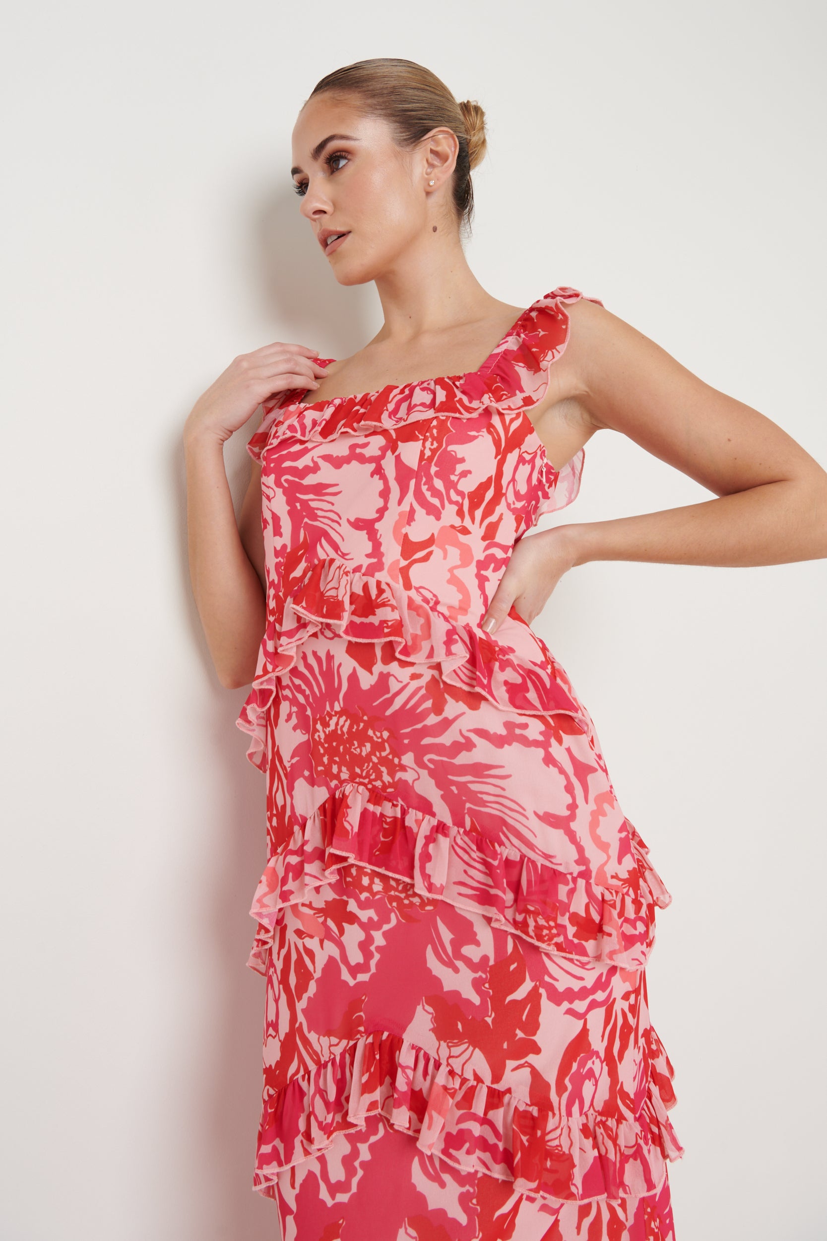 Cecile Maxi Dress - Pink and Red Floral