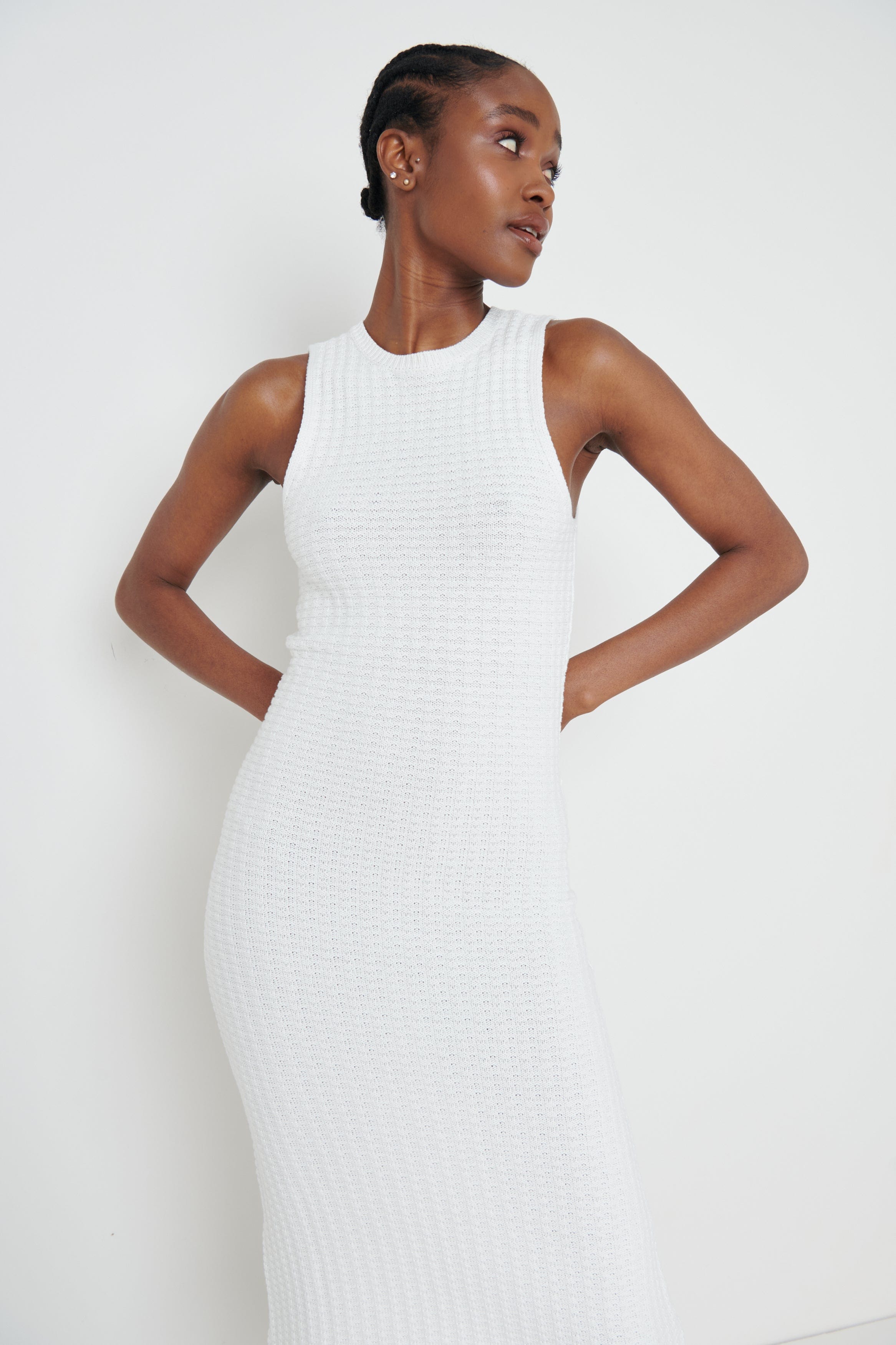Celine Crochet Midi Dress - White