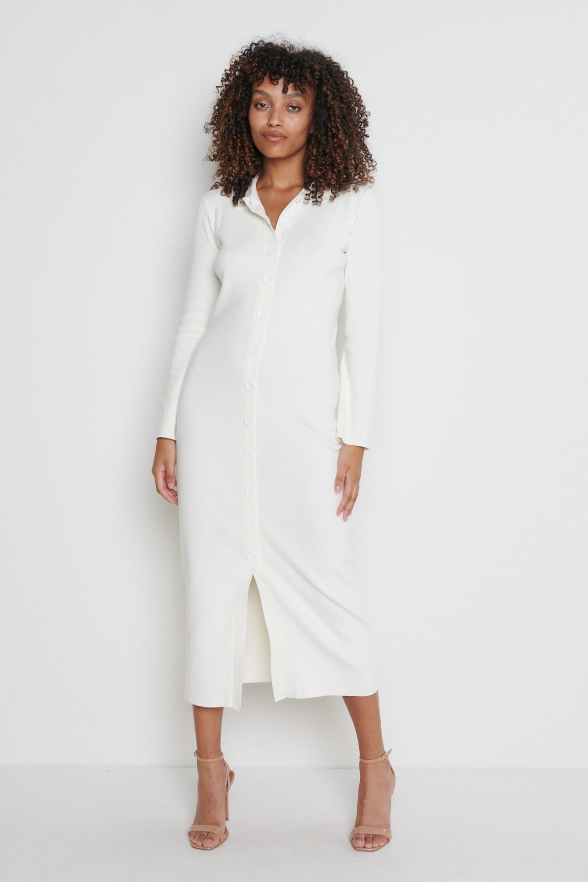 Elsa Knit Button Dress - Cream – Pretty Lavish