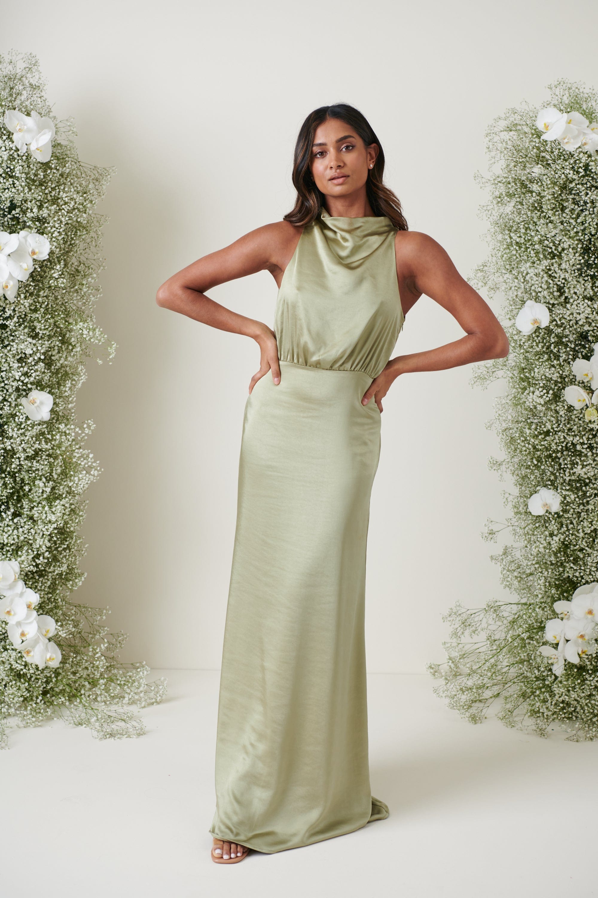 Farrah Maxi Bridesmaid Dress - Matte Olive – Pretty Lavish