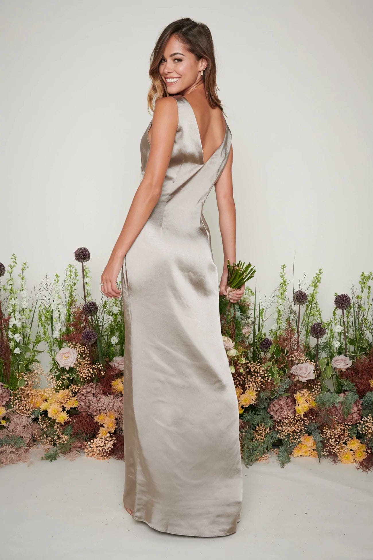 Piper Maxi Bridesmaid Dress - Matte Olive Grey