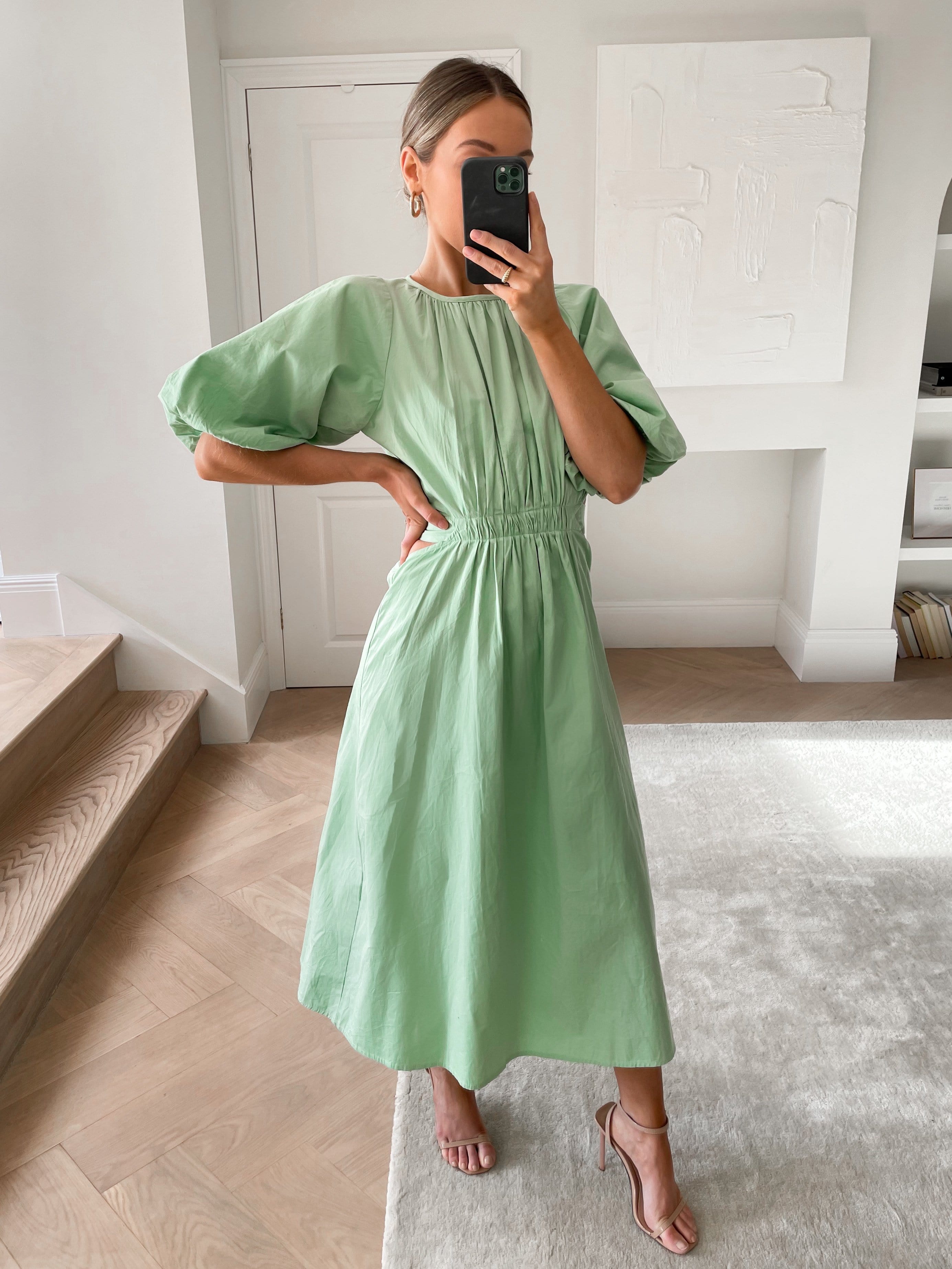 Ruby Cut Out Midi Dress - Pastel Green