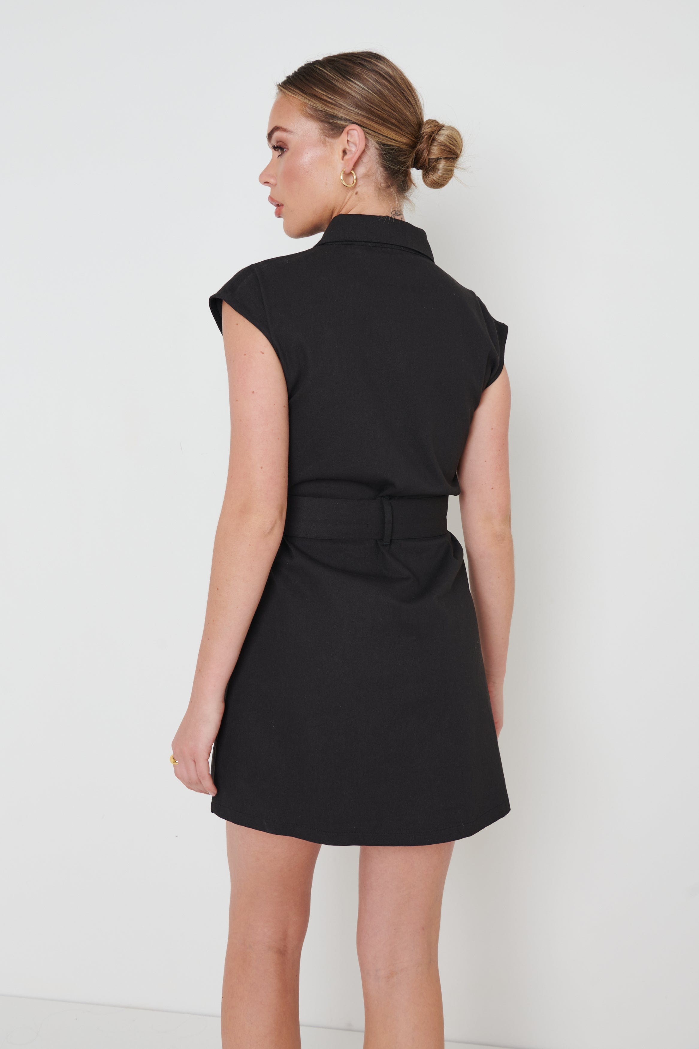 Farris Belted Mini Dress - Black