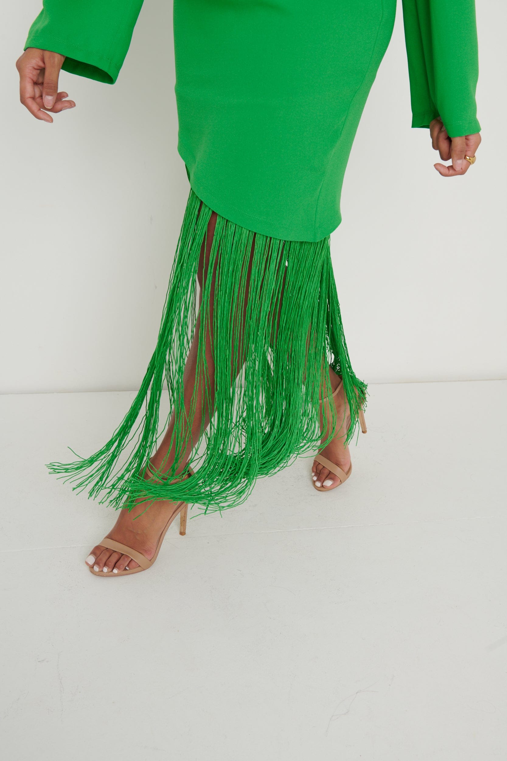 Francoise Fringed Maxi Dress - Emerald