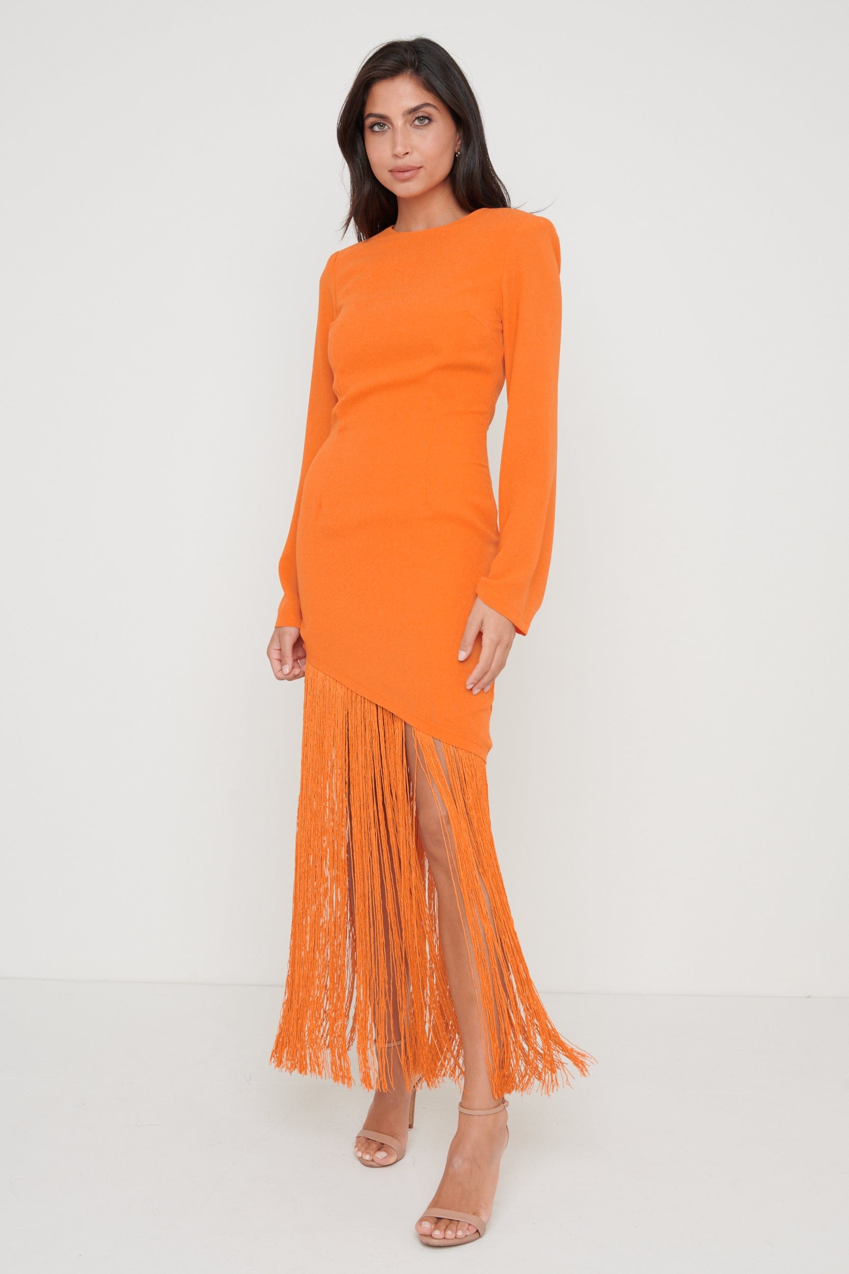 Robe longue à franges Françoise - Orange
