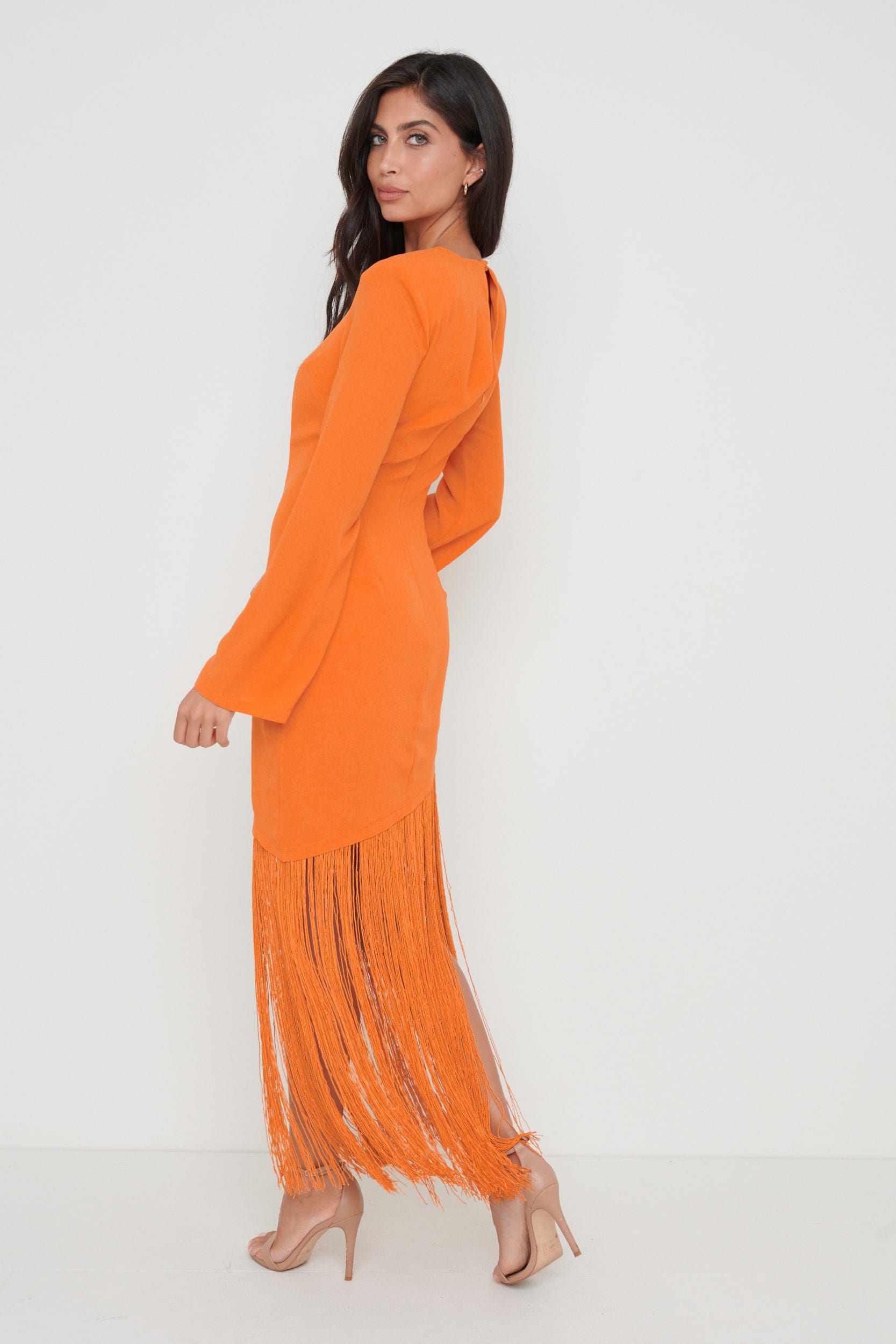 Francoise Fringed Maxi Dress - Orange