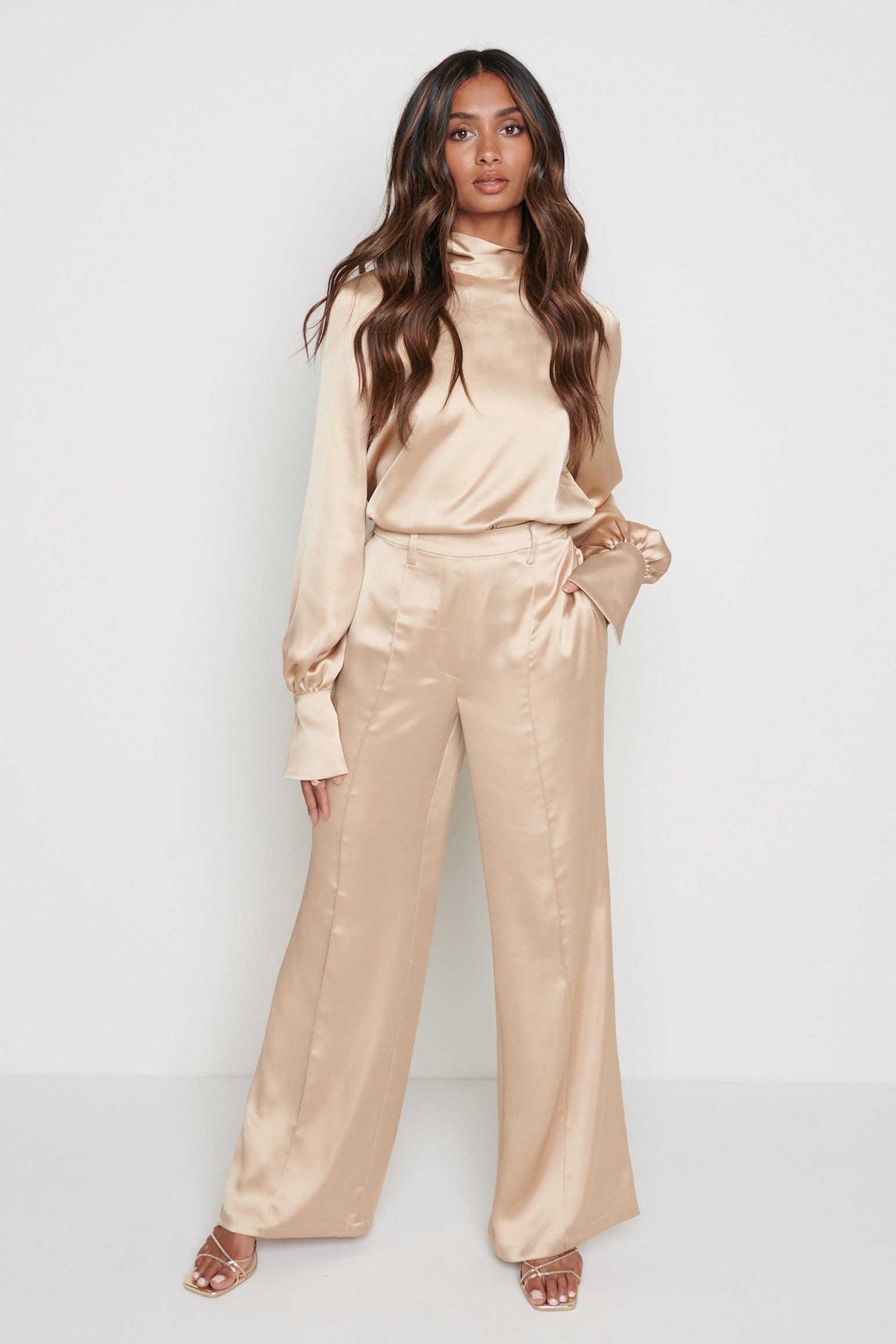 Wicked Dragon Clothing  Extra wide palazzo silky trousers with pockets
