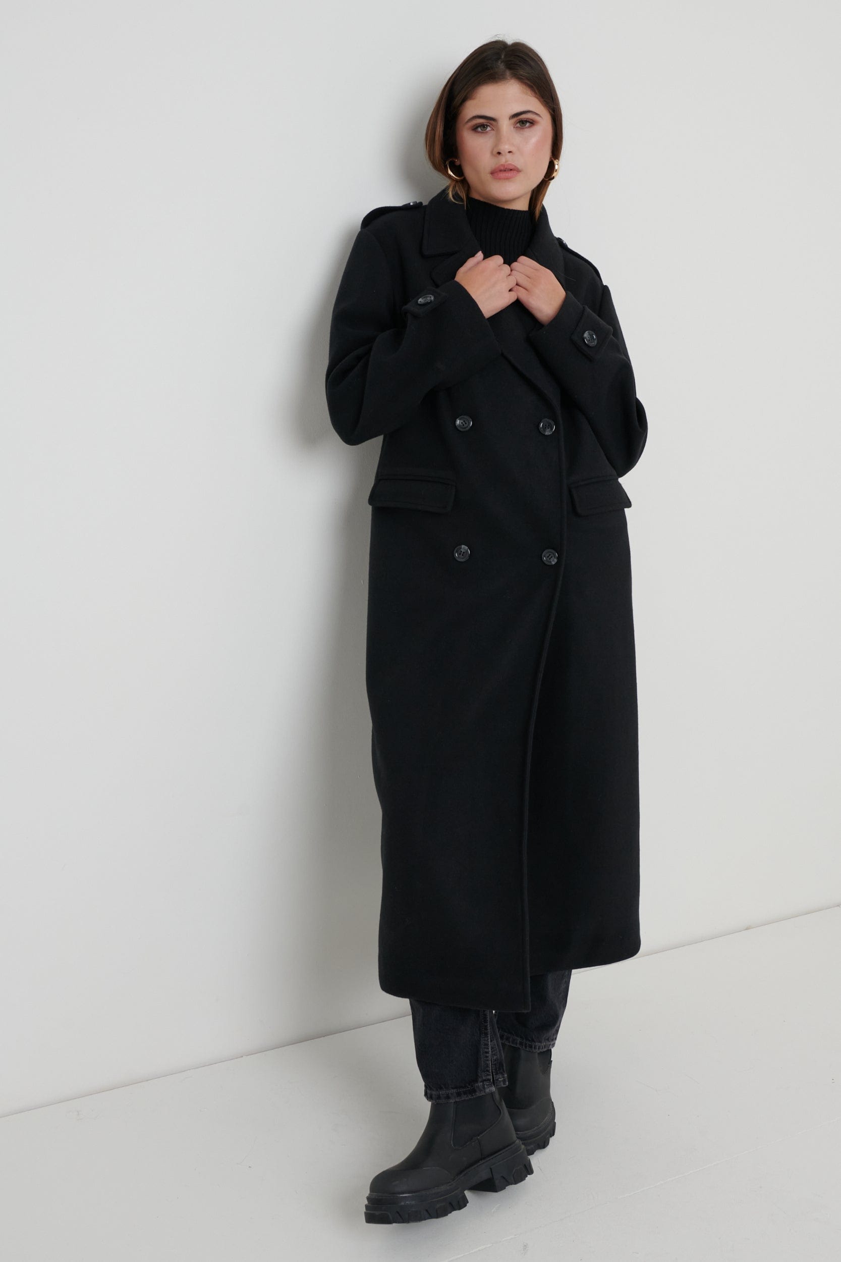 Manteau ajusté surdimensionné Harice - Noir