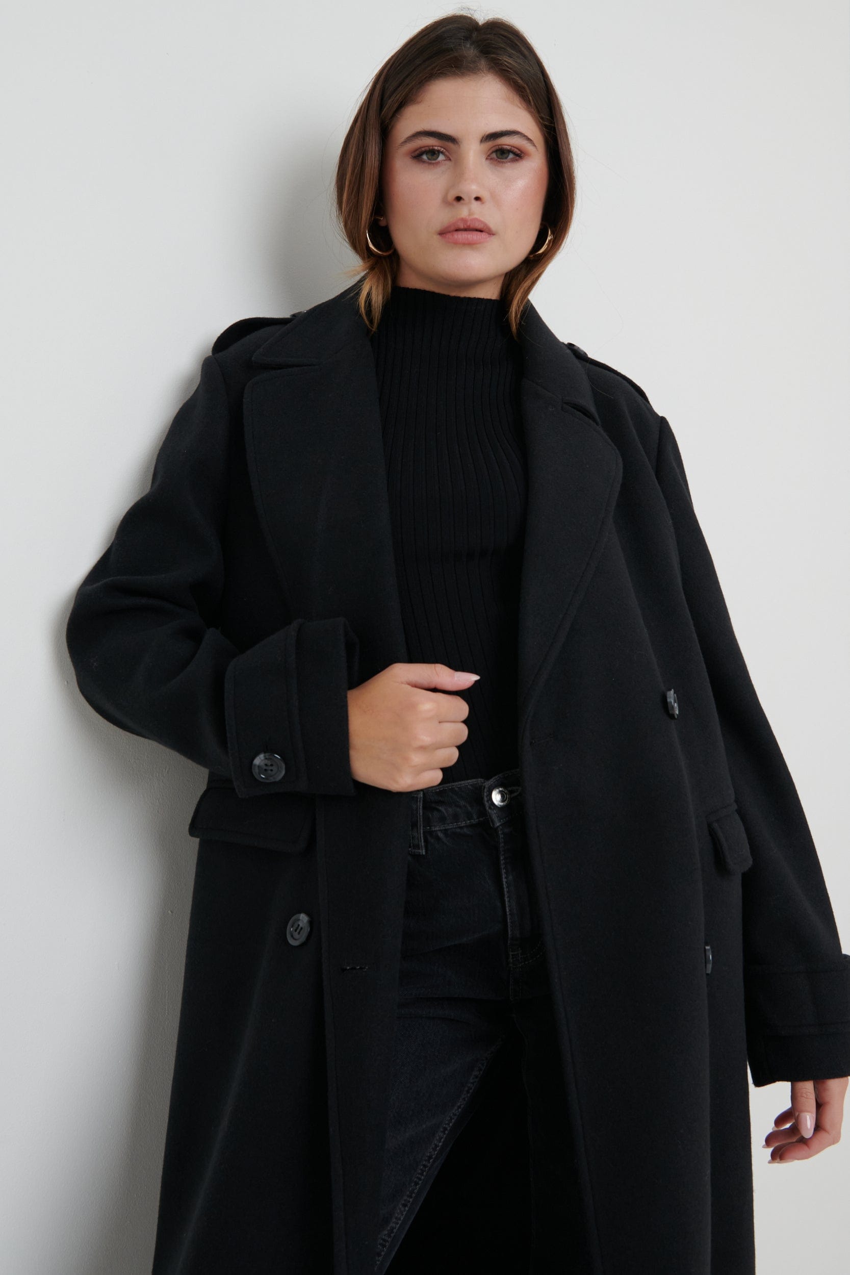 Manteau ajusté surdimensionné Harice - Noir