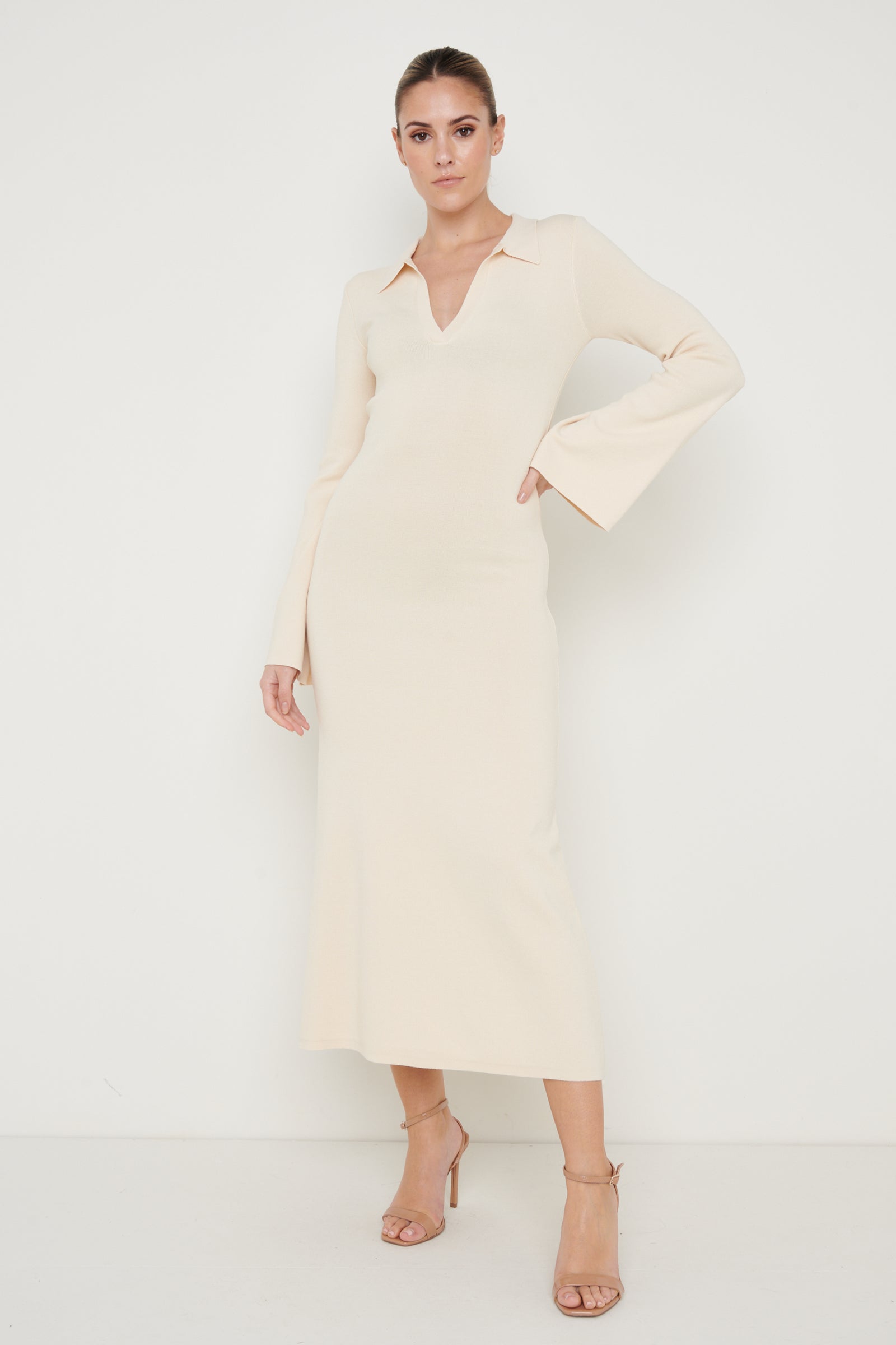 Hayden Knit Midaxi Dress - Ecru – Pretty Lavish