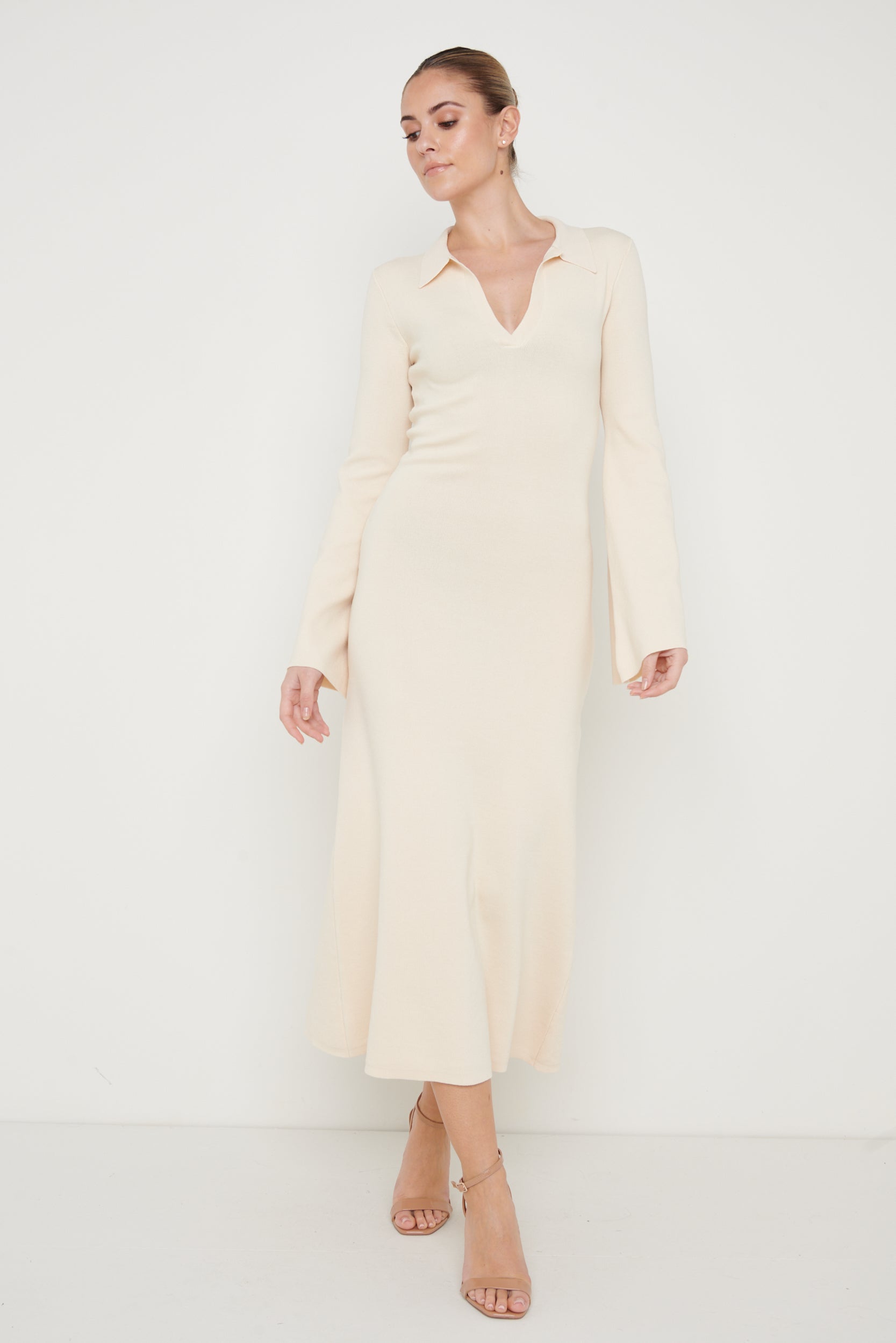Hayden Knit Midaxi Dress - Ecru