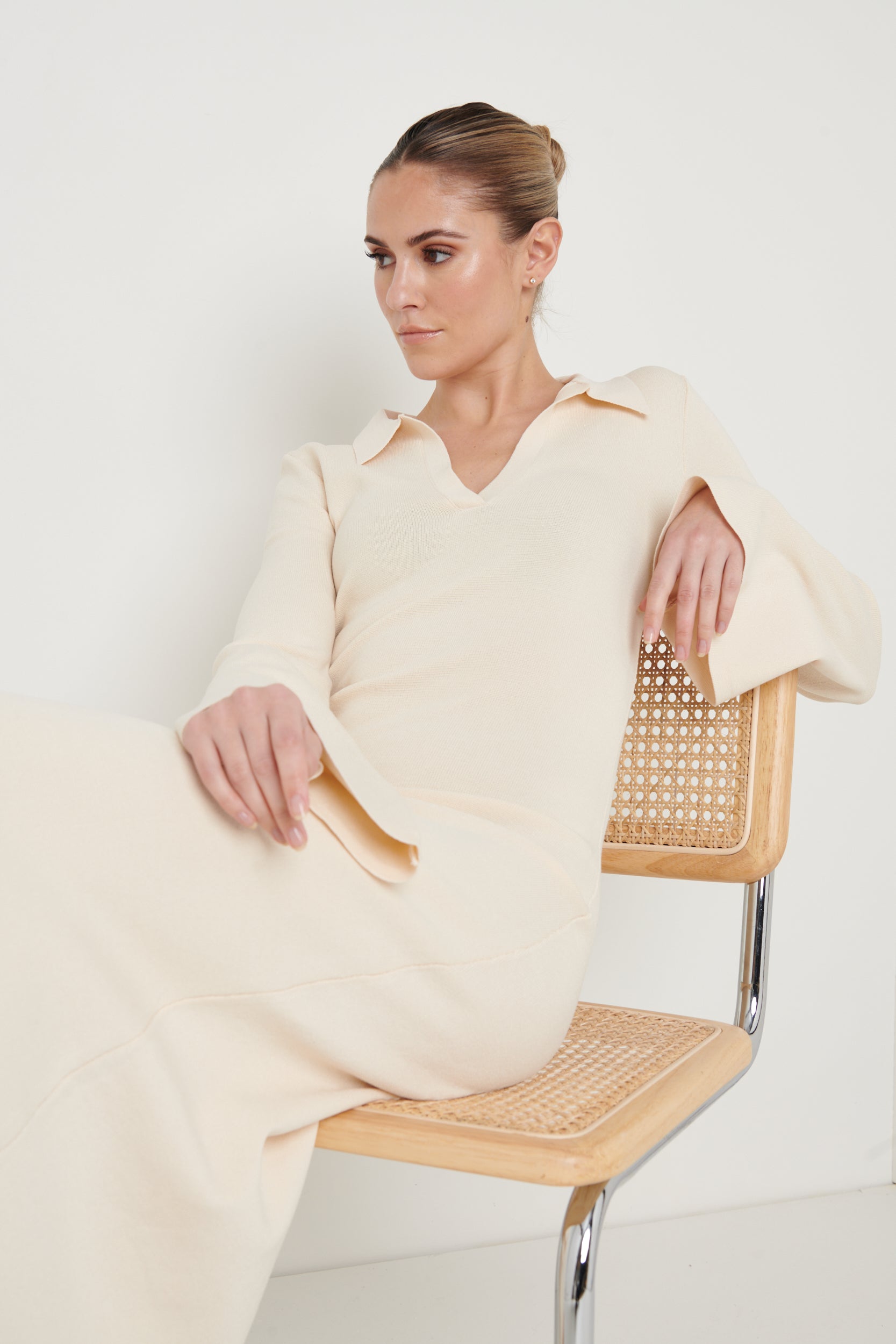 Hayden Knit Midaxi Dress - Ecru