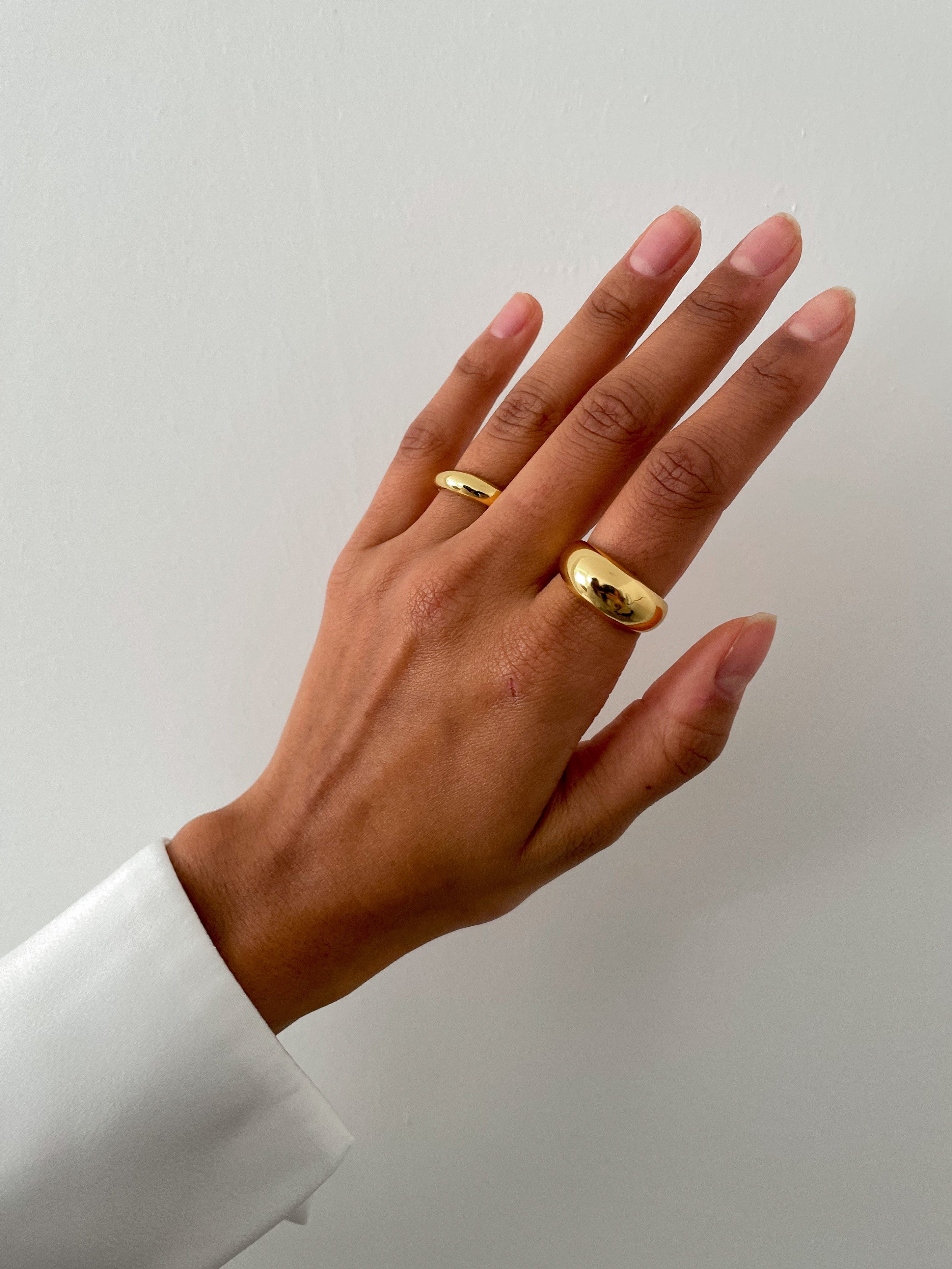 Renne Thick Band Ring - Recycled Silver Gold Plated