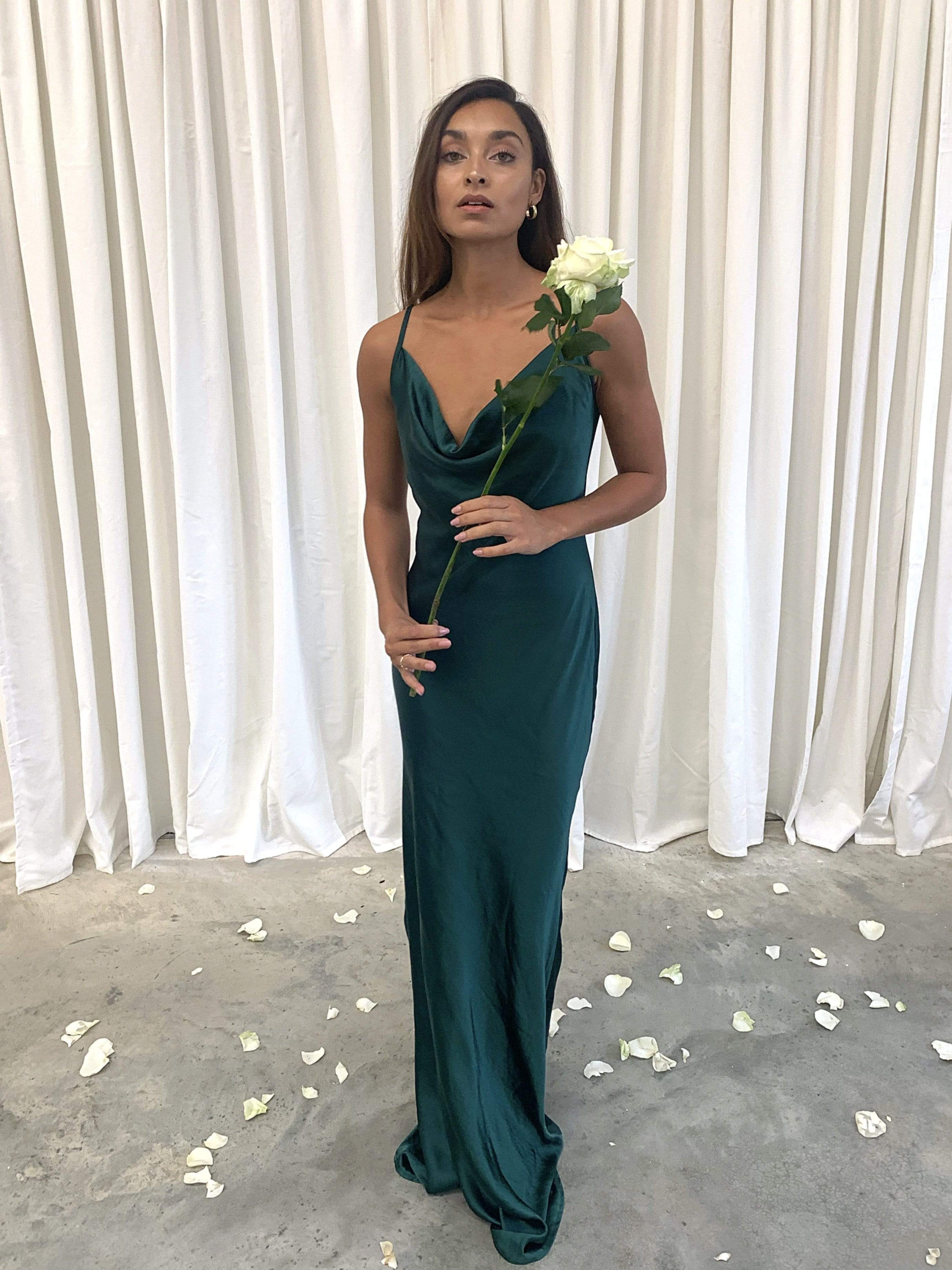 Keisha Maxi Dress - Matte Emerald Green (4731233763421)
