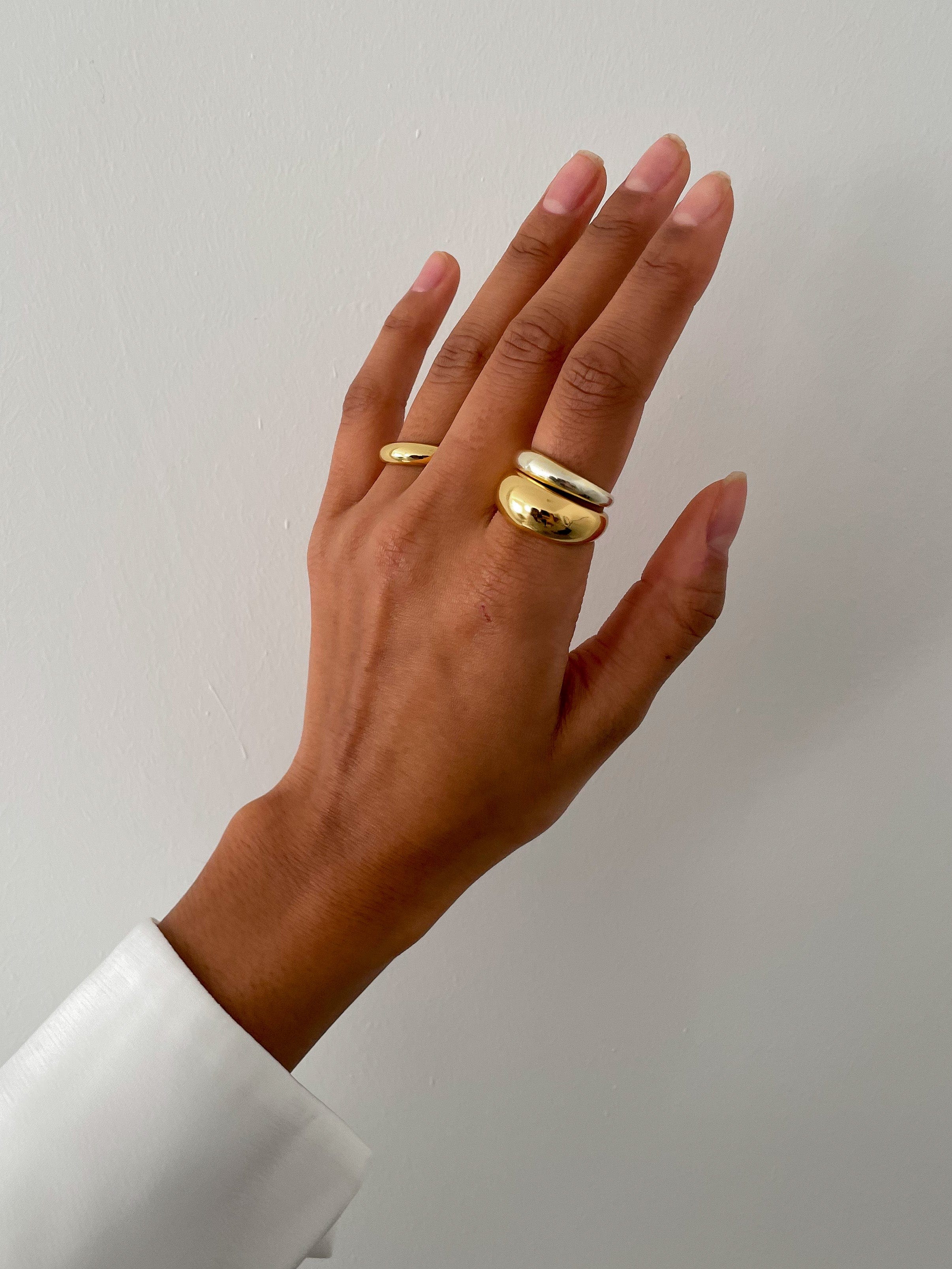 Renne Thick Band Ring - Recycled Silver Gold Plated