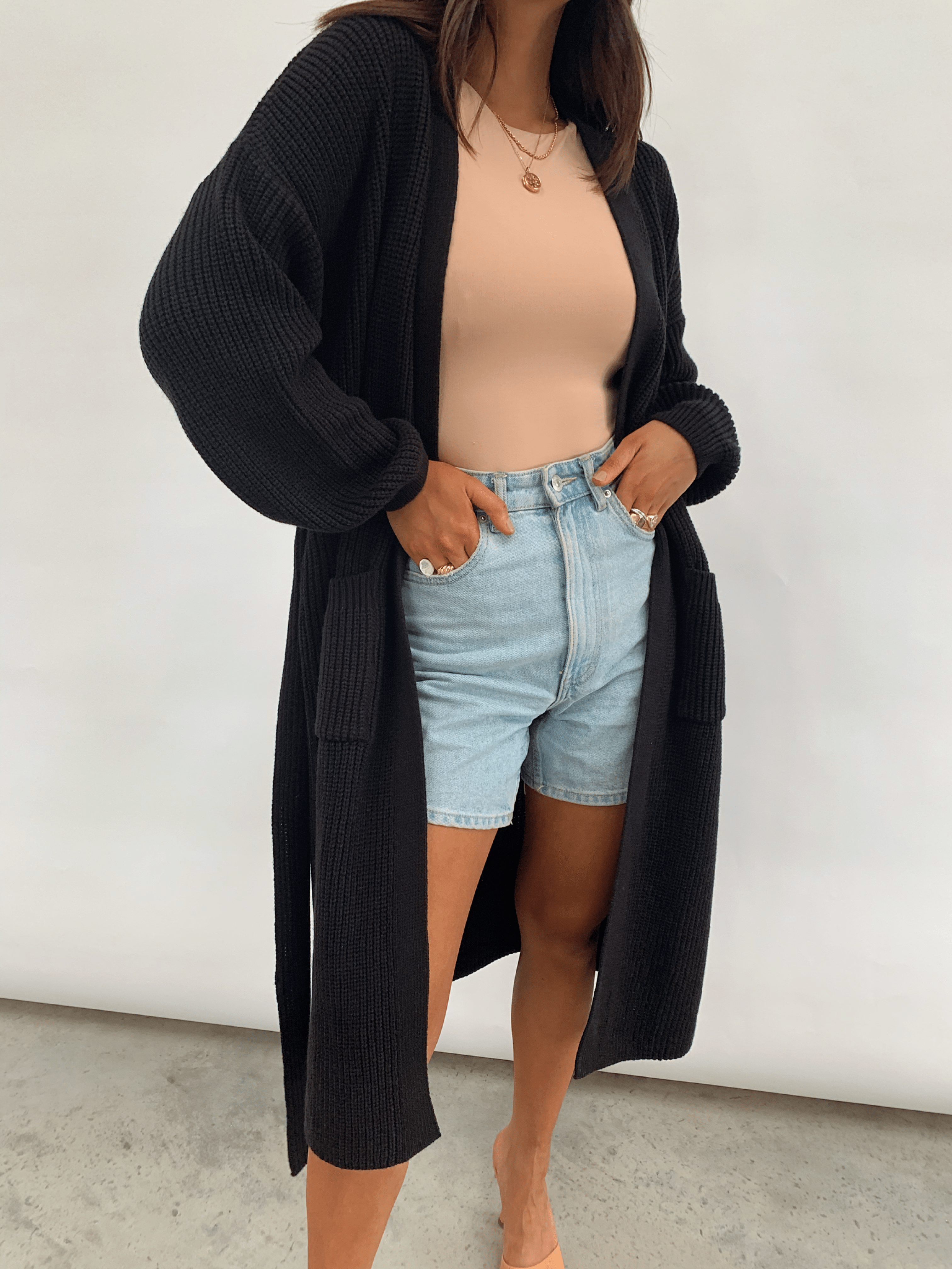 Midi 2025 black cardigan