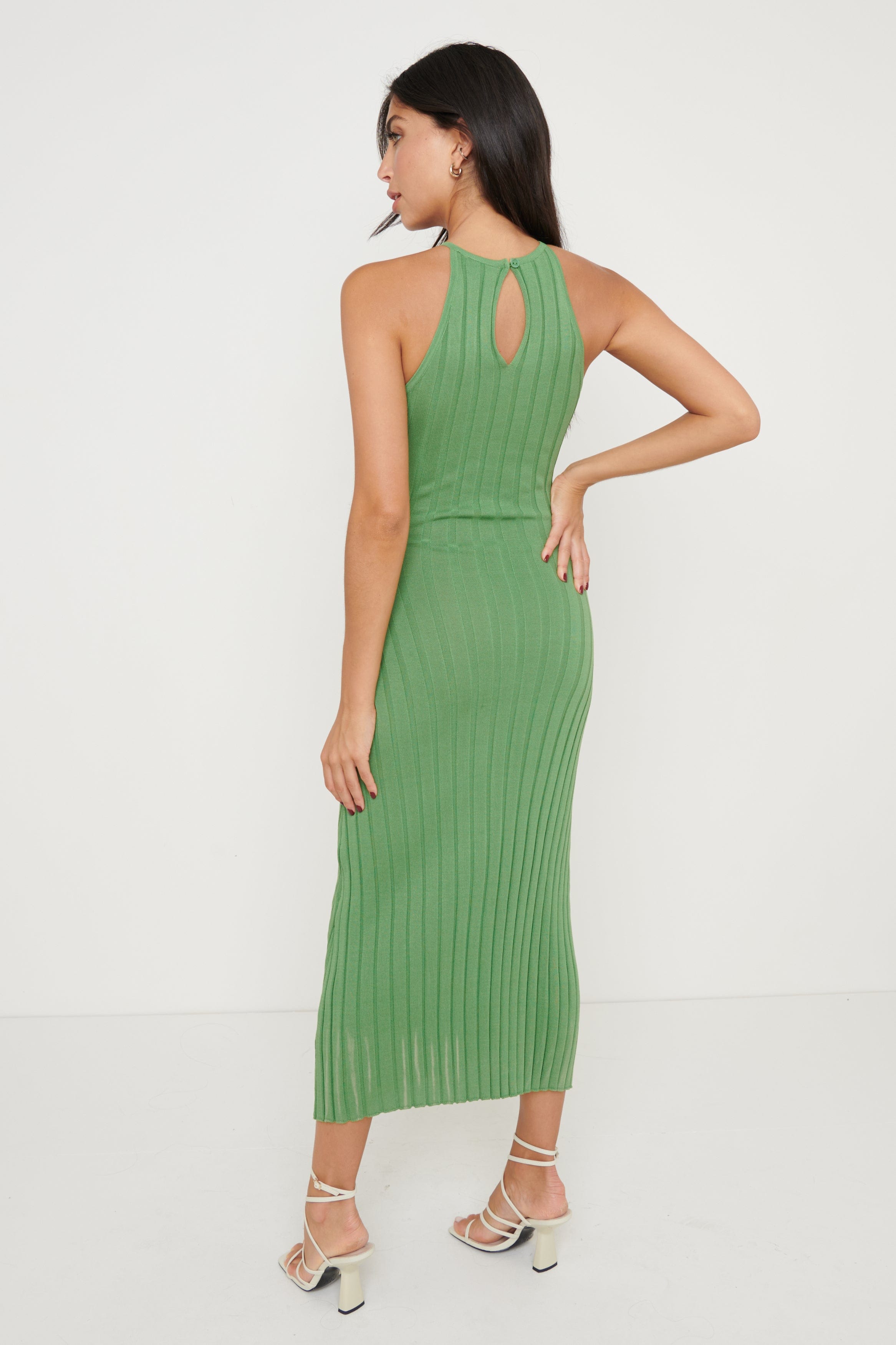 Isla Cut Out Midaxi Knit Dress - Green