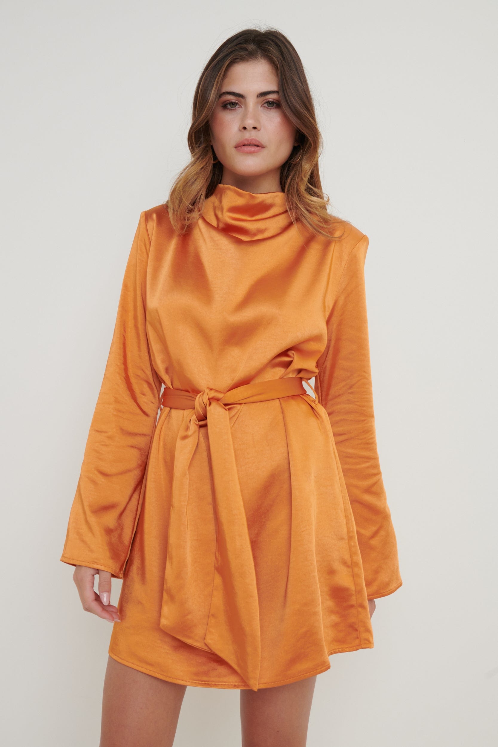 Jayda Cowl Neck Dress - Orange