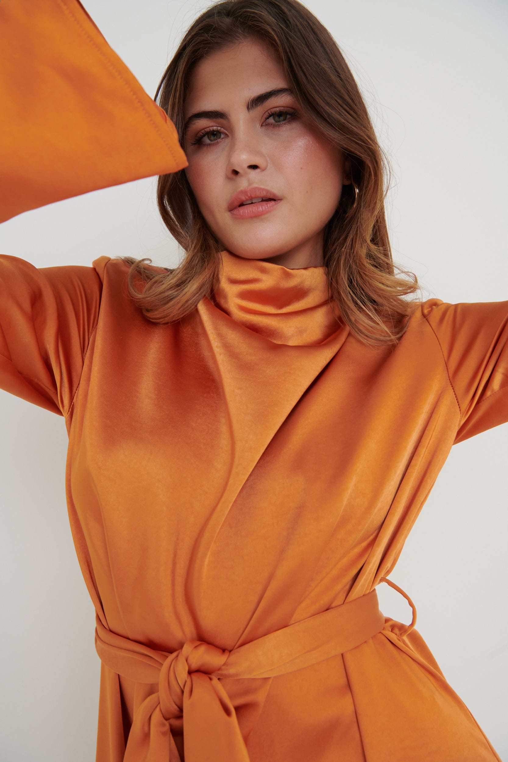 Jayda Cowl Neck Dress - Orange