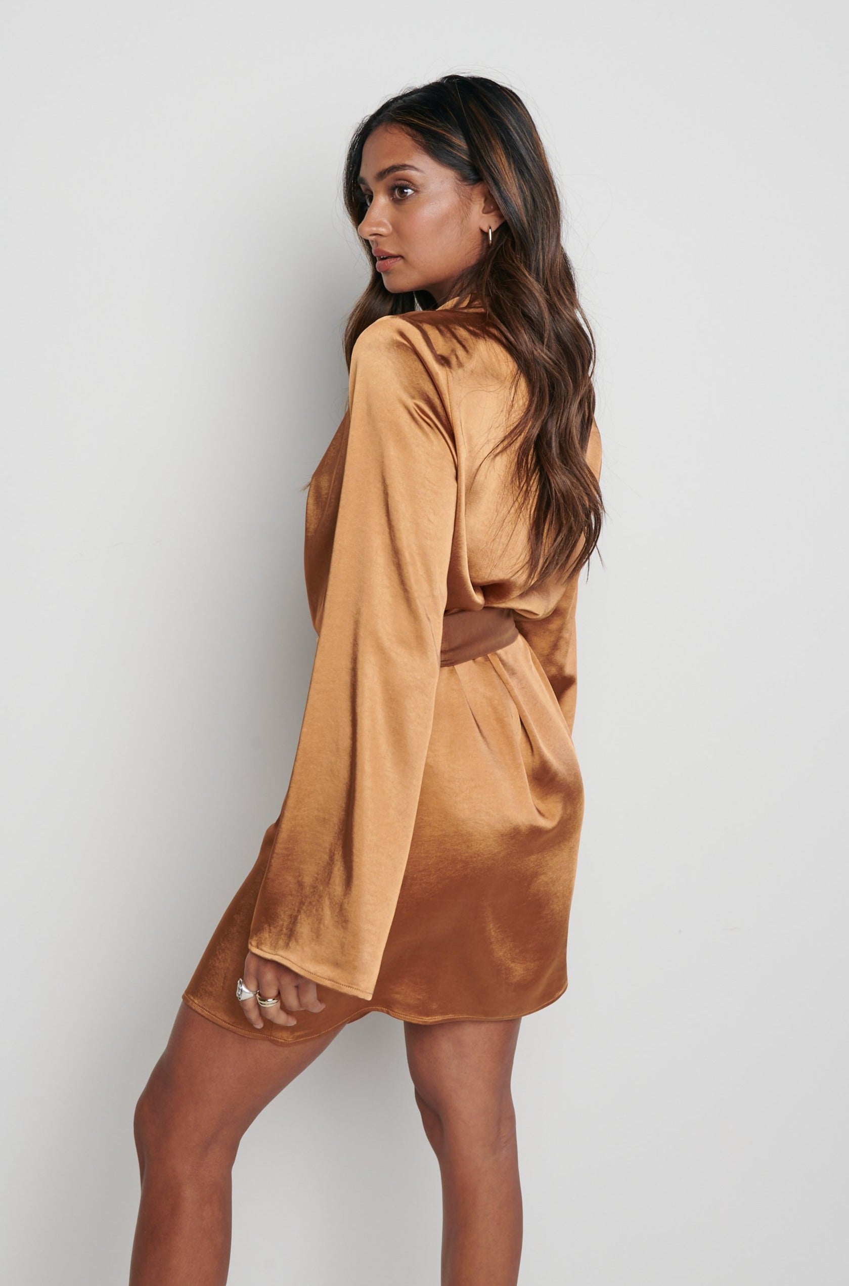 Jayda Cowl Neck Dress - Brown