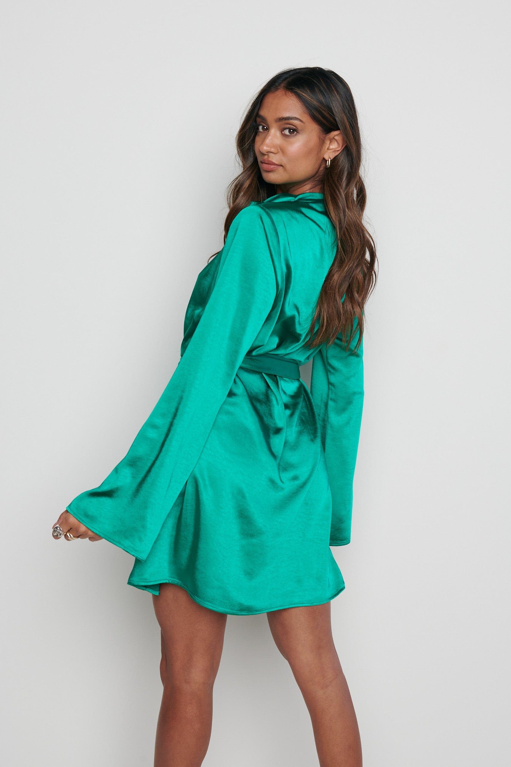 Jayda Cowl Neck Dress - Emerald Green