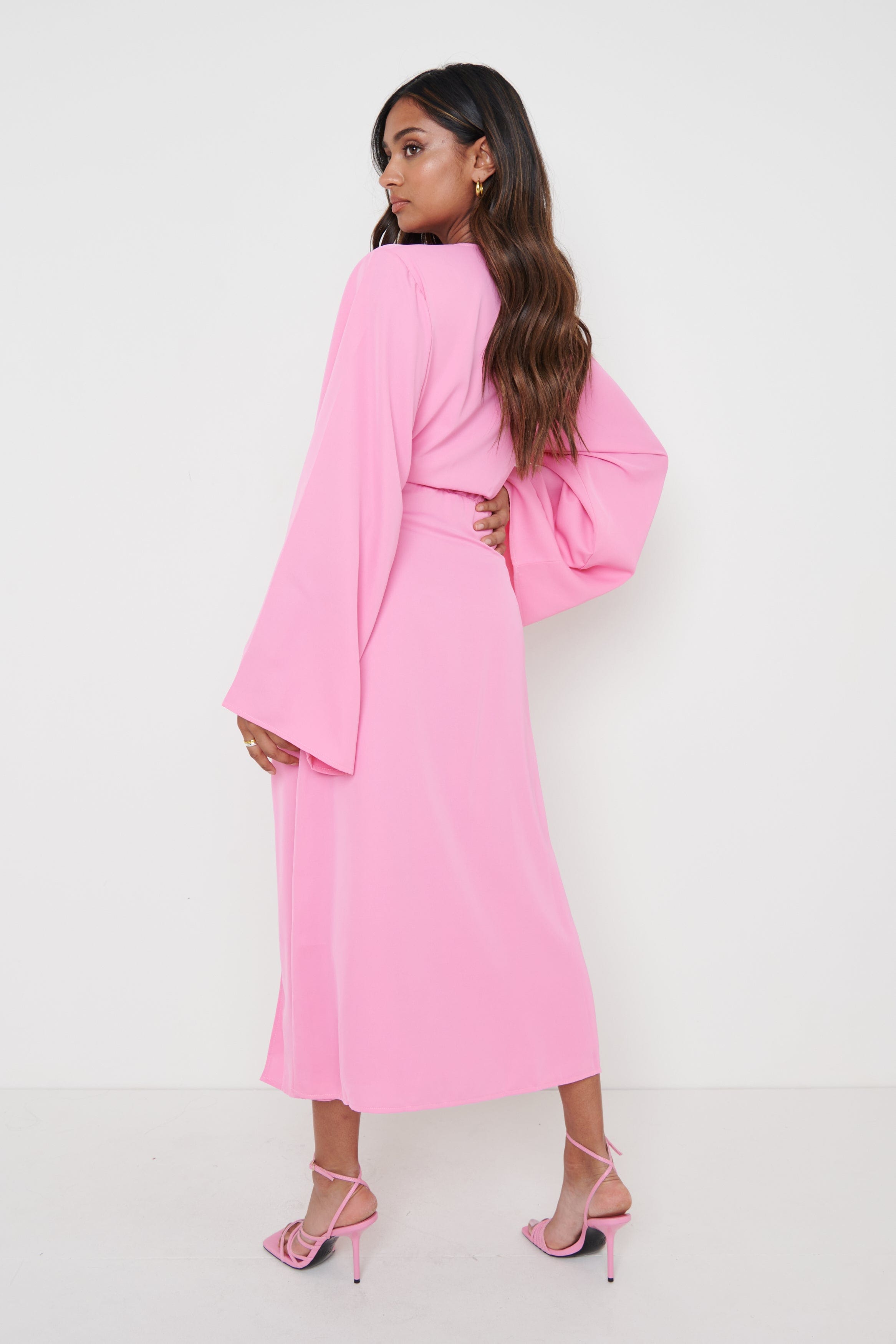 Josephine Knot Drape Midaxi Dress - Pink