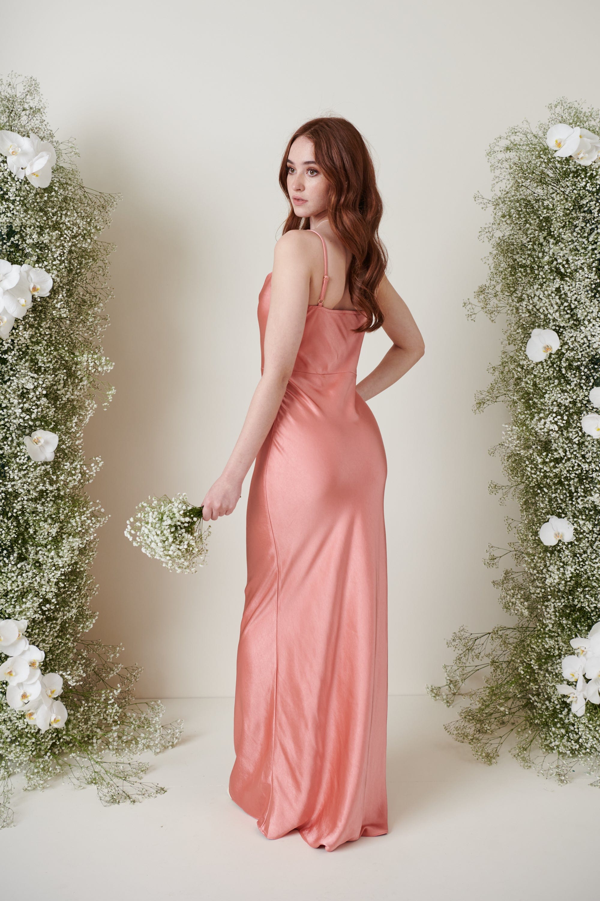 Keisha Maxi Bridesmaid Dress - Matte Apricot Pink