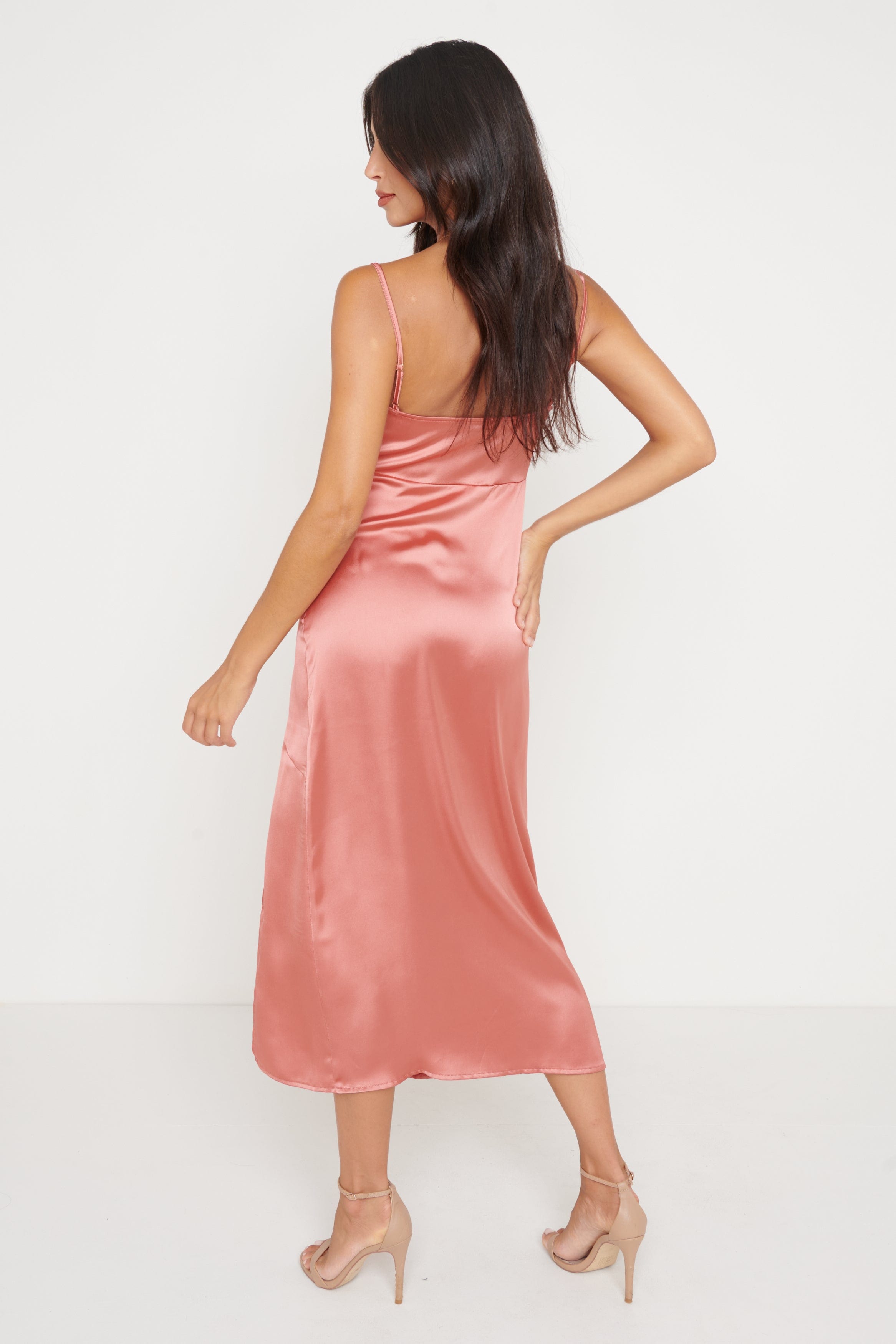 Keisha Asymmetric Midaxi Dress - Brandy