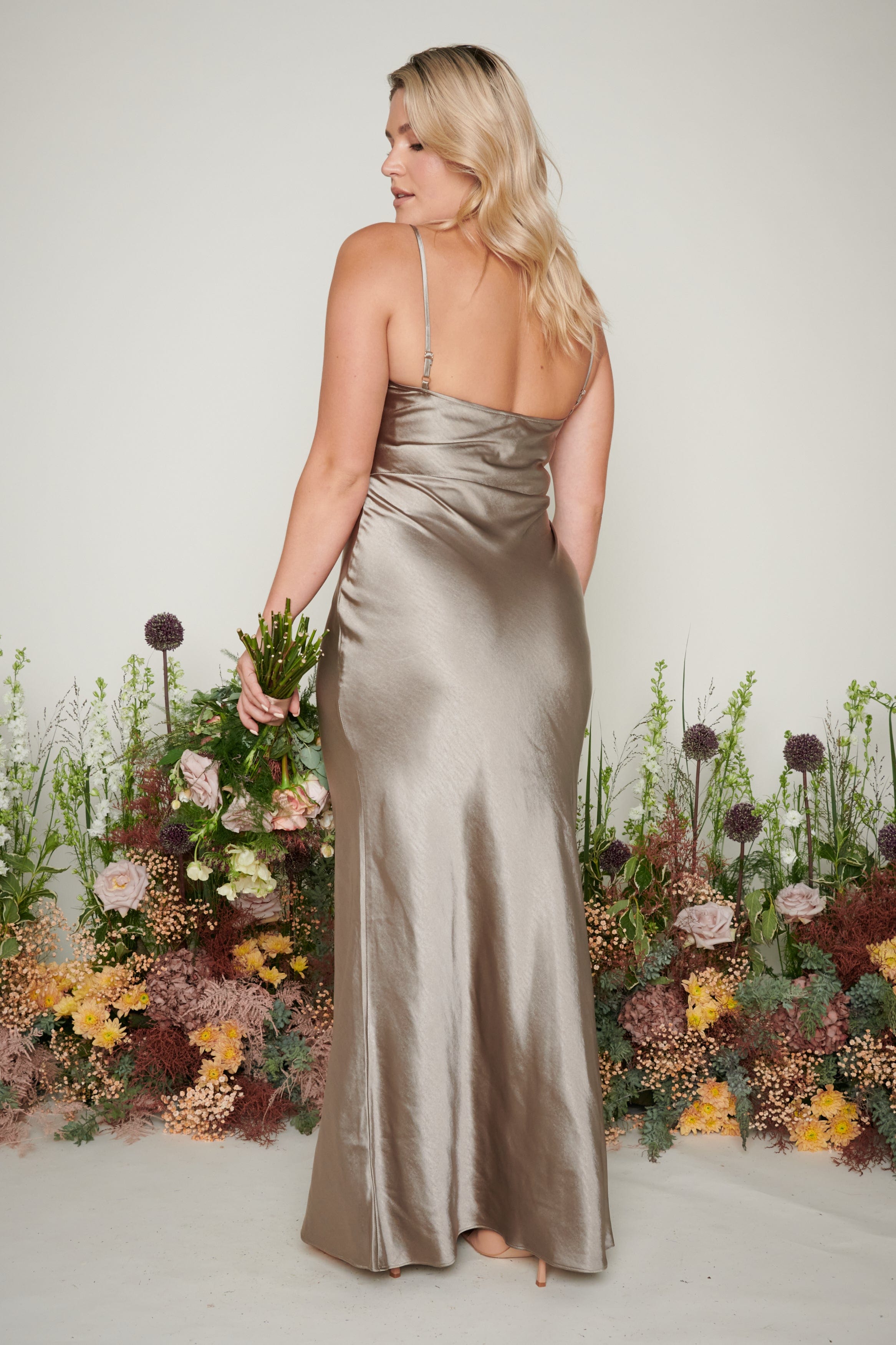 Keisha Maxi Bridesmaid Dress - Matte Olive Grey