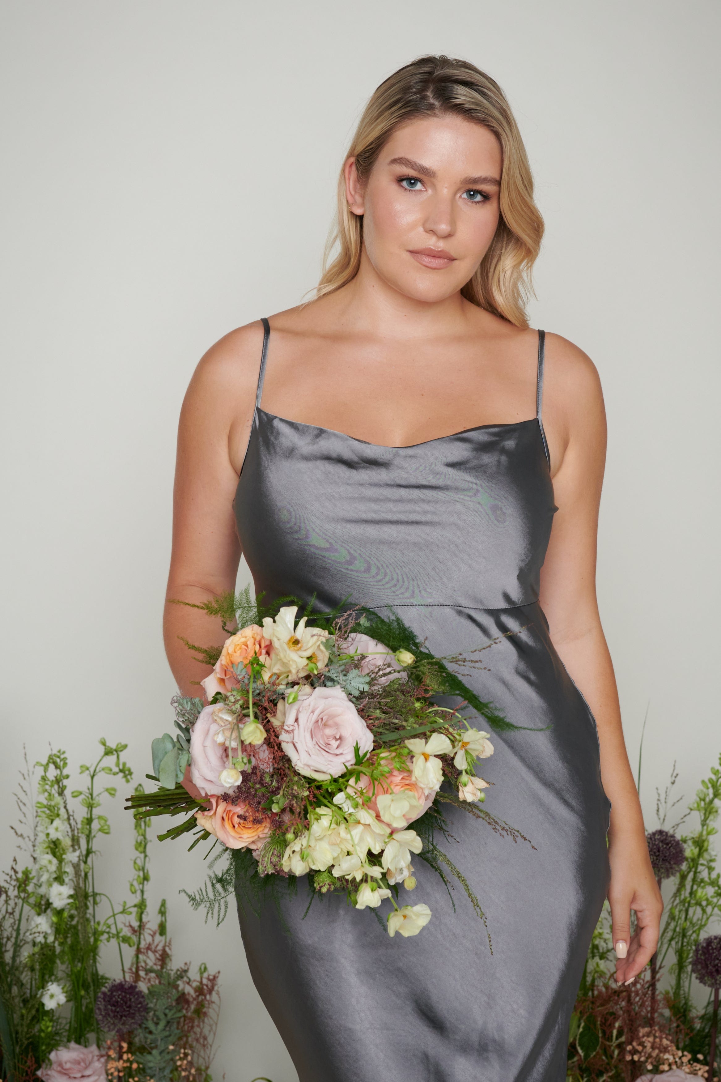 Keisha Maxi Bridesmaid Dress - Matte Slate Grey