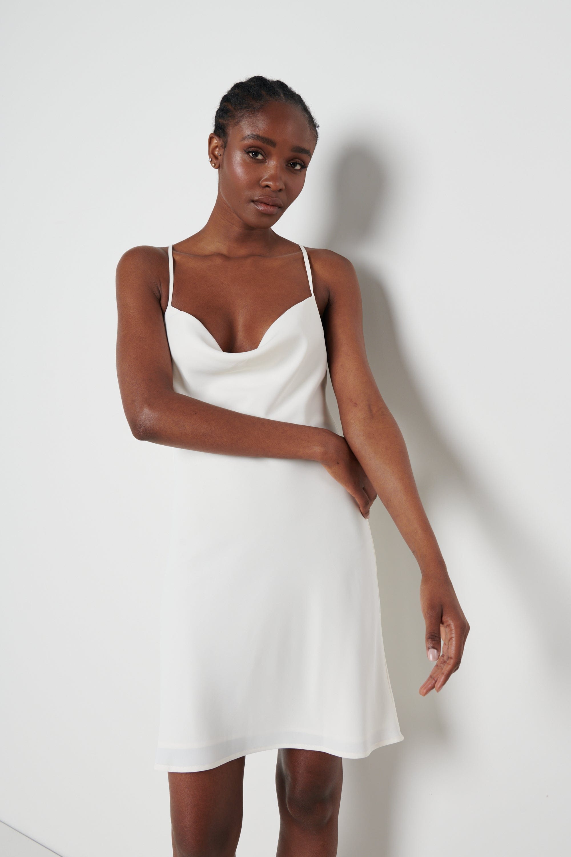 Keisha Backless Cowl Neck Dress - White