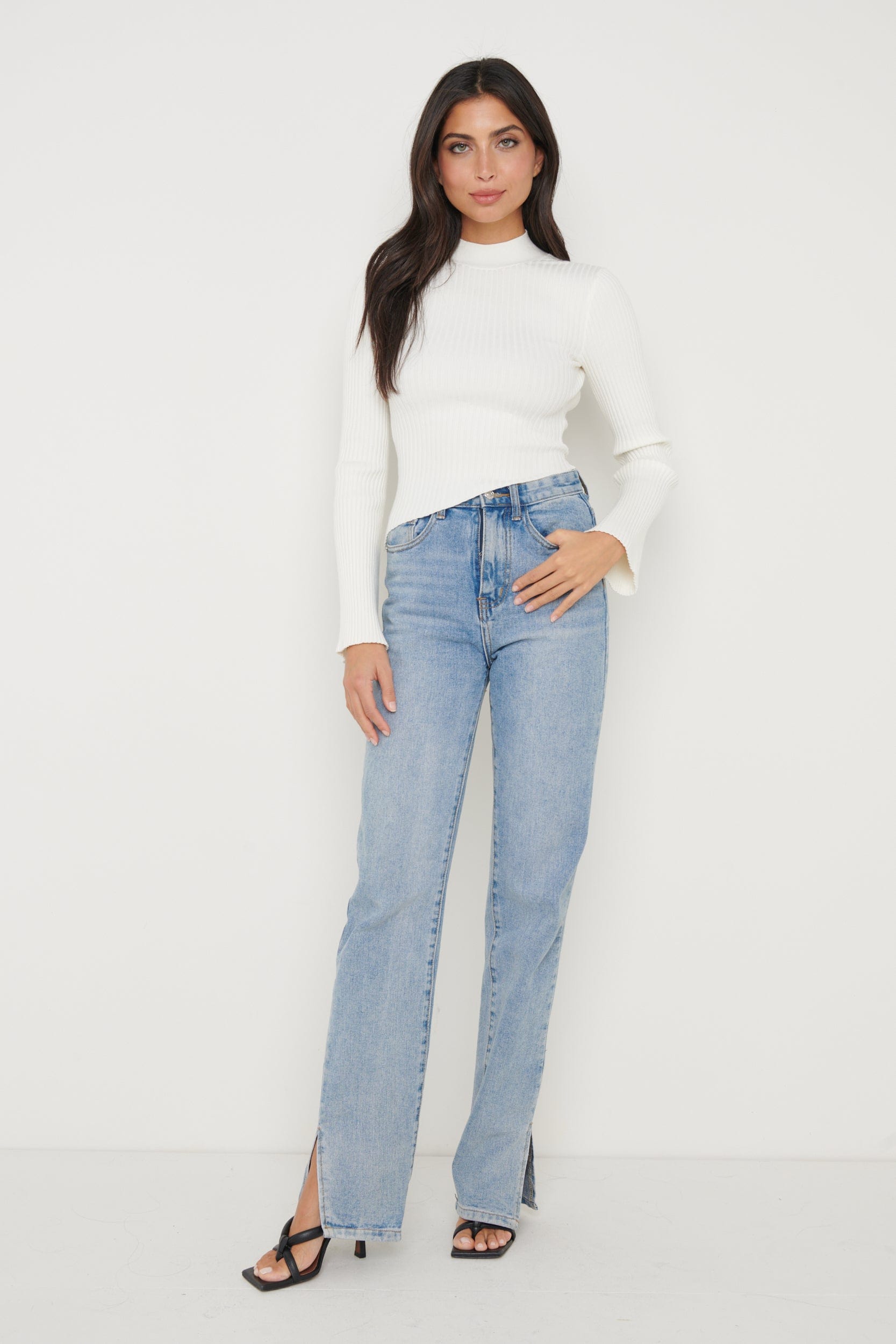 Lakelyn Backless High Neck Knit Top - Cream