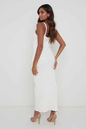 Lara Ribbed Midaxi Dress - Cream – Pretty Lavish