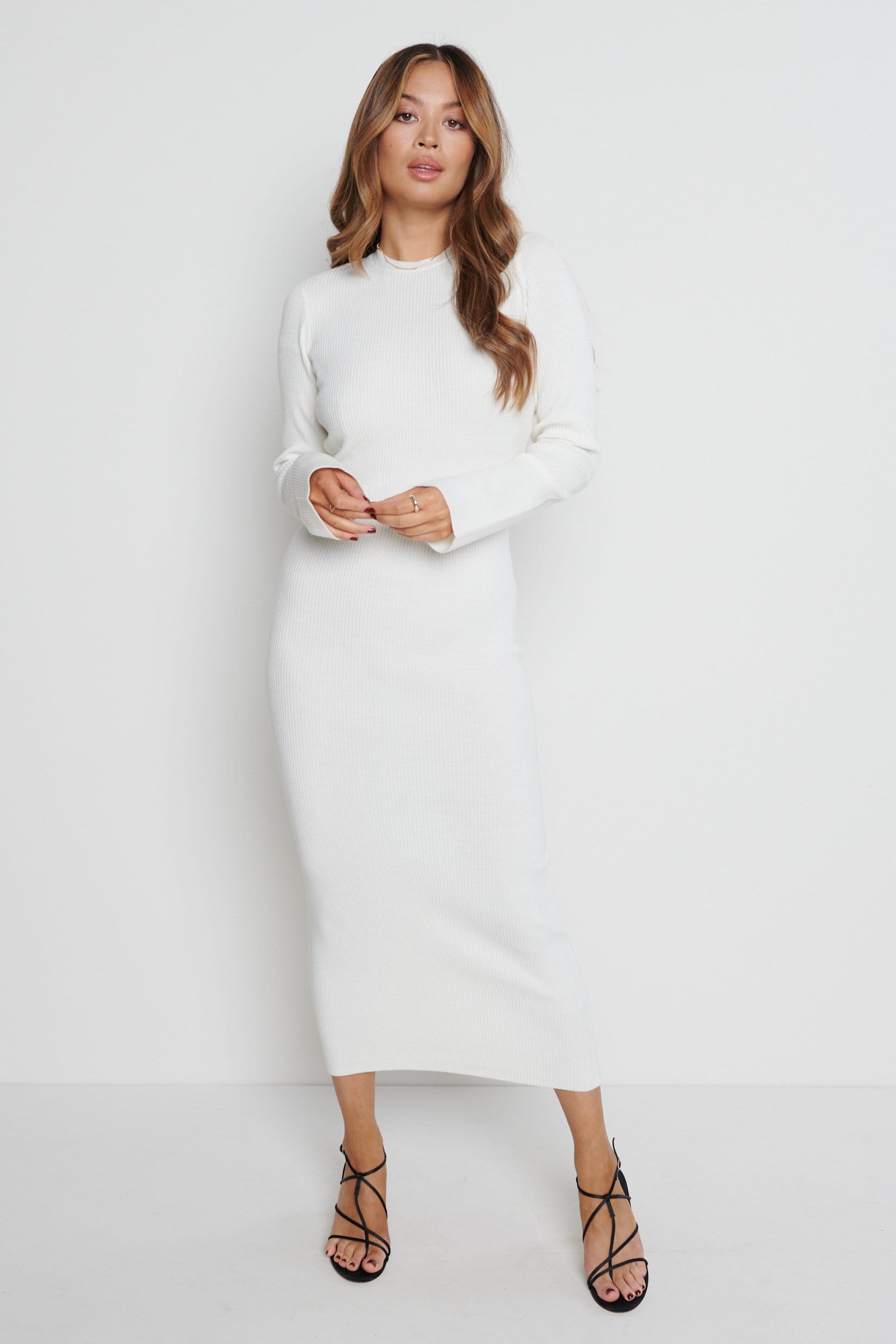 Lia Backless Knit Dress - Cream