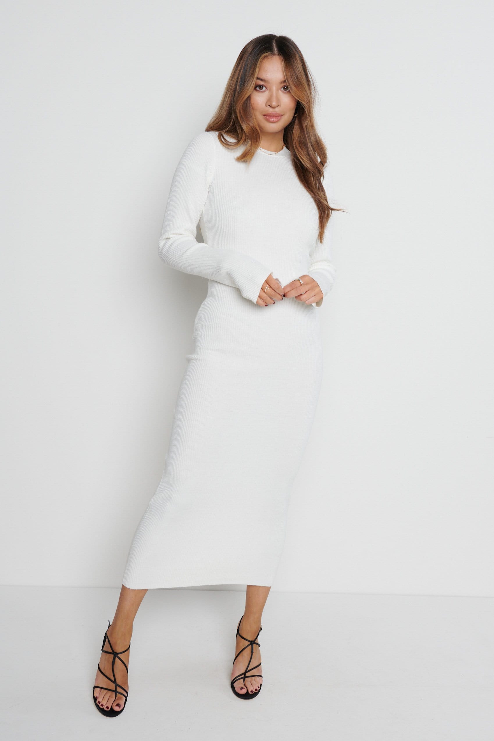 Lia Backless Knit Dress - Cream