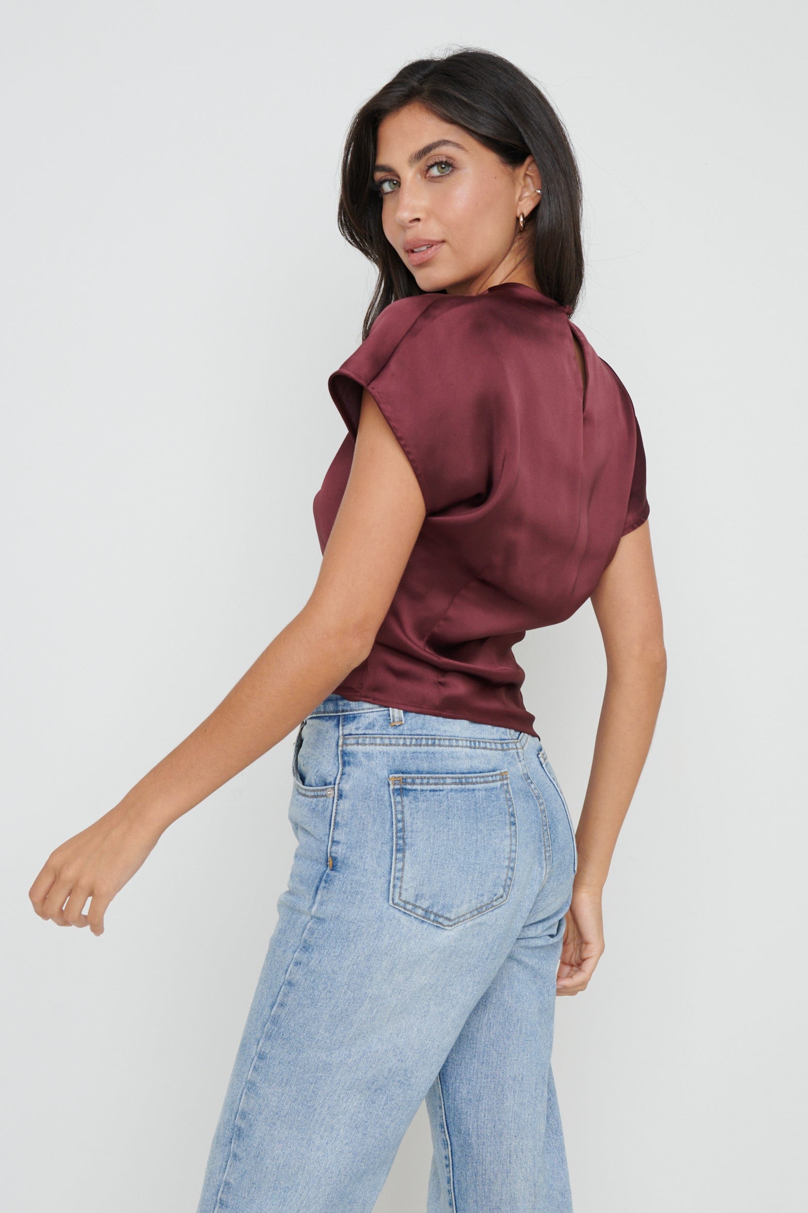 Lilith Cropped Blouse - Wine