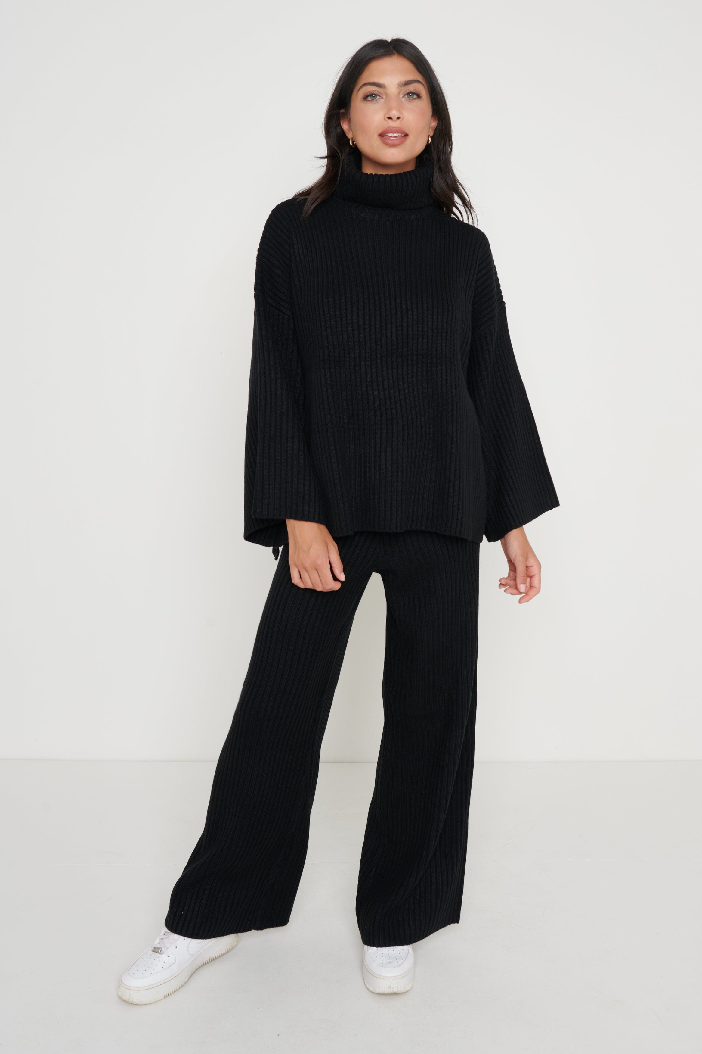 Lina Ribbed Trousers- Black