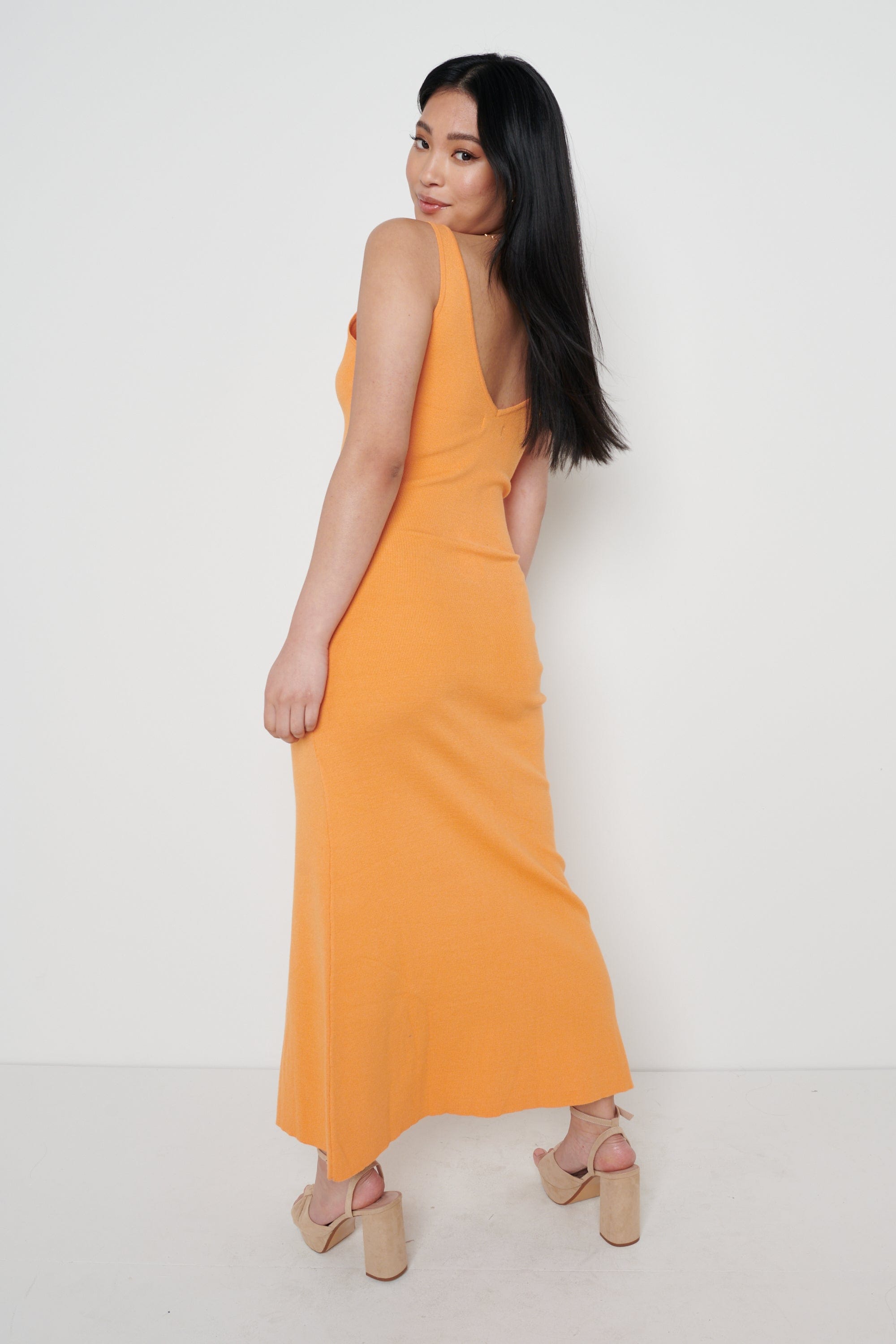 Mona A-Line Knit Dress - Orange